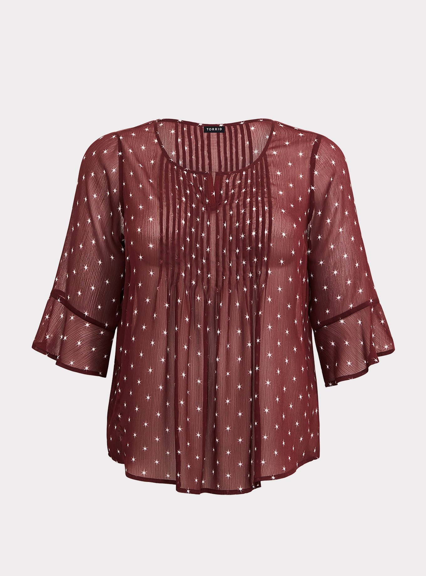 Plus Size - Burgundy Pintuck Chiffon Blouse - Torrid