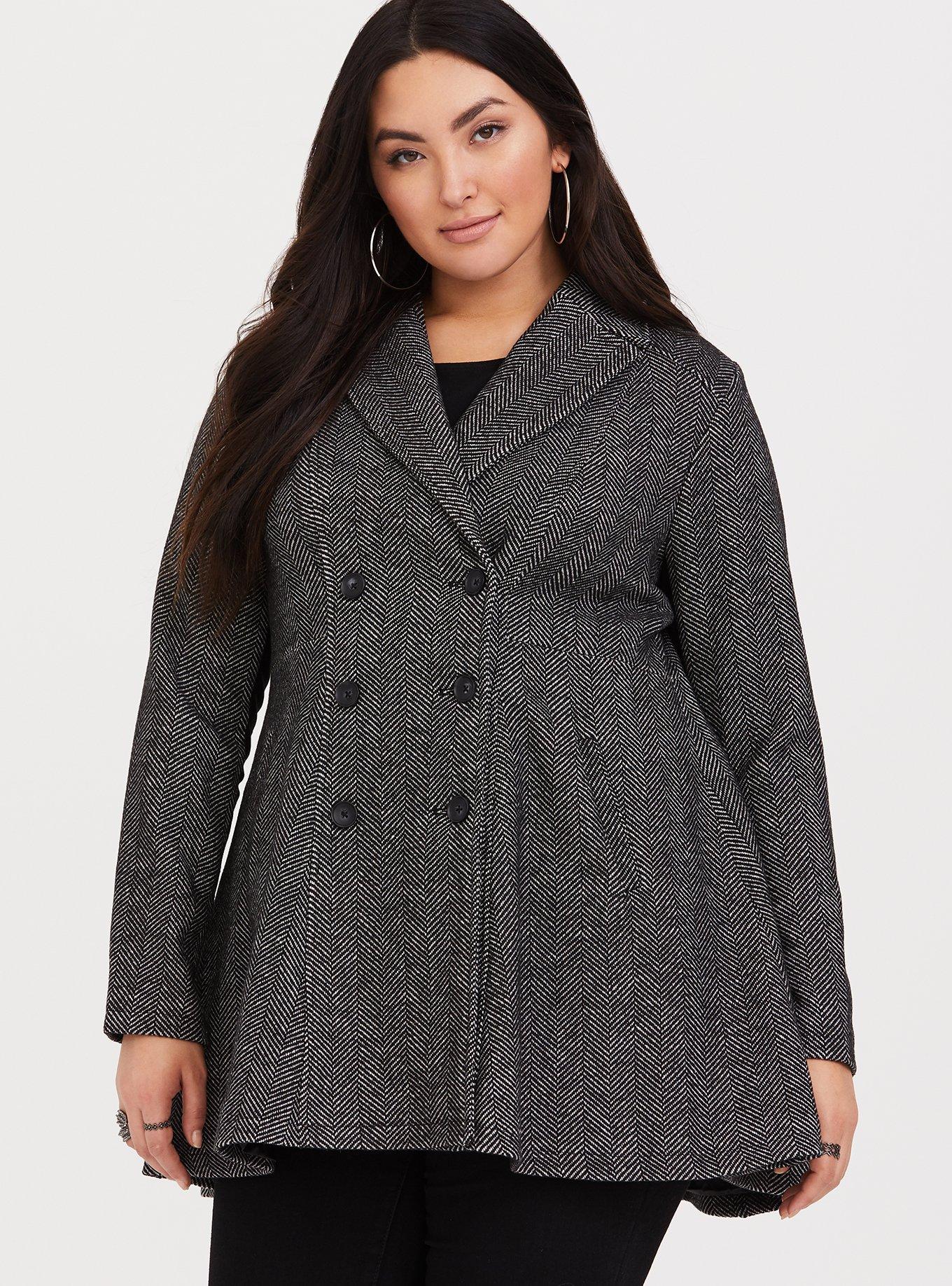 Plus size fit clearance and flare wool coat