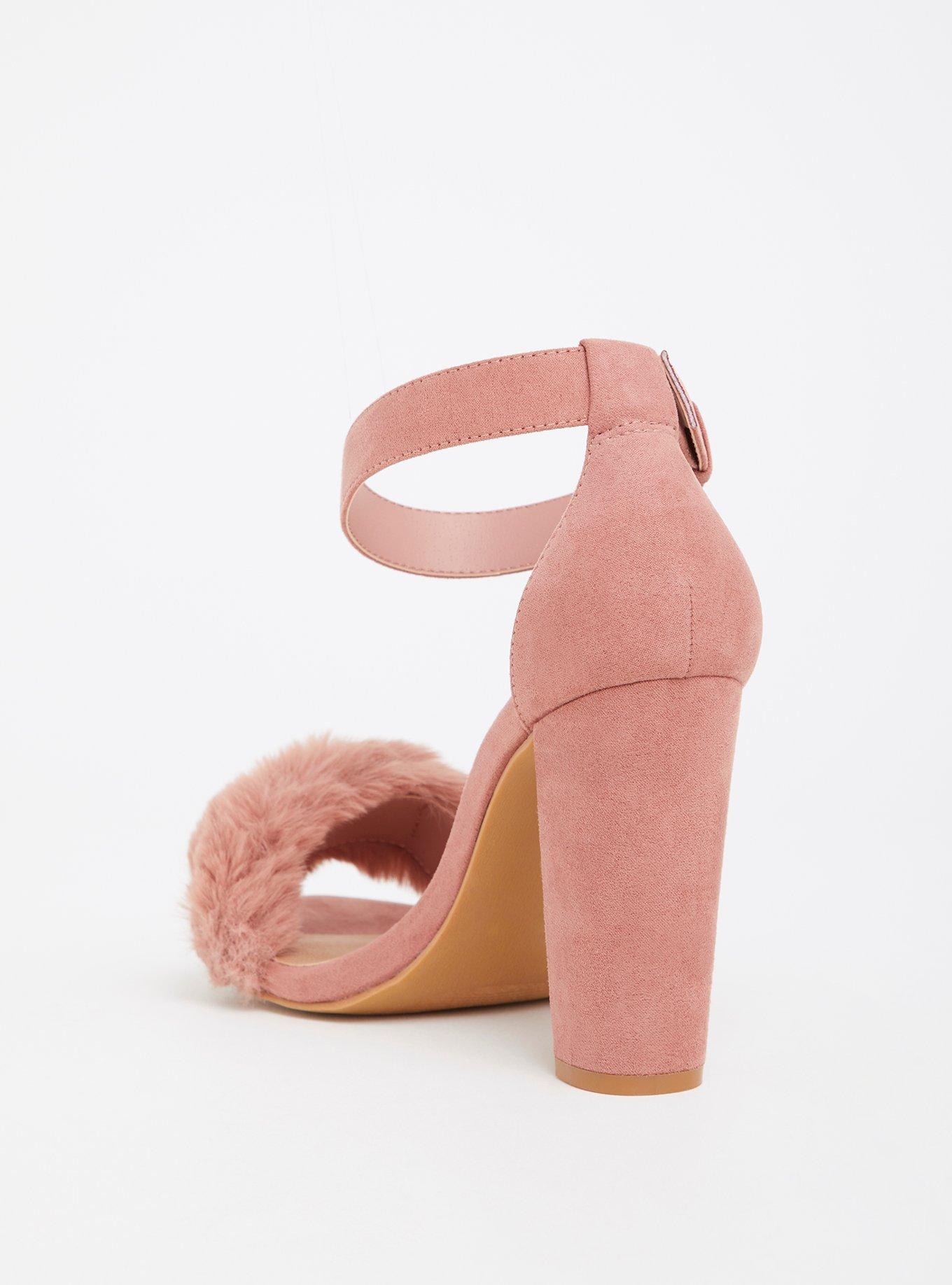 Fur Trimmed Tapered Heel Sandal (WW), BLUSH, alternate