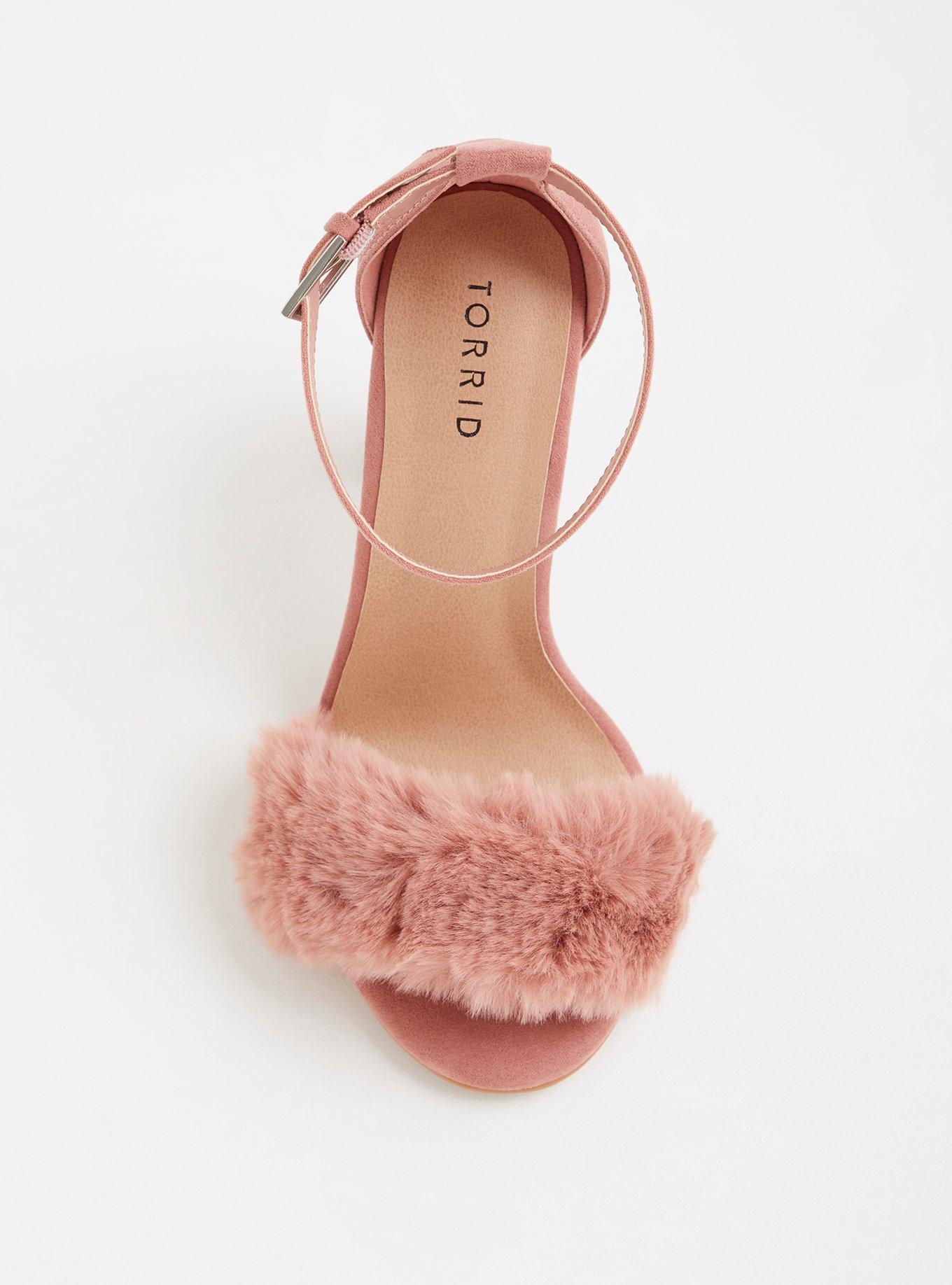 Fur Trimmed Tapered Heel Sandal (WW), BLUSH, alternate