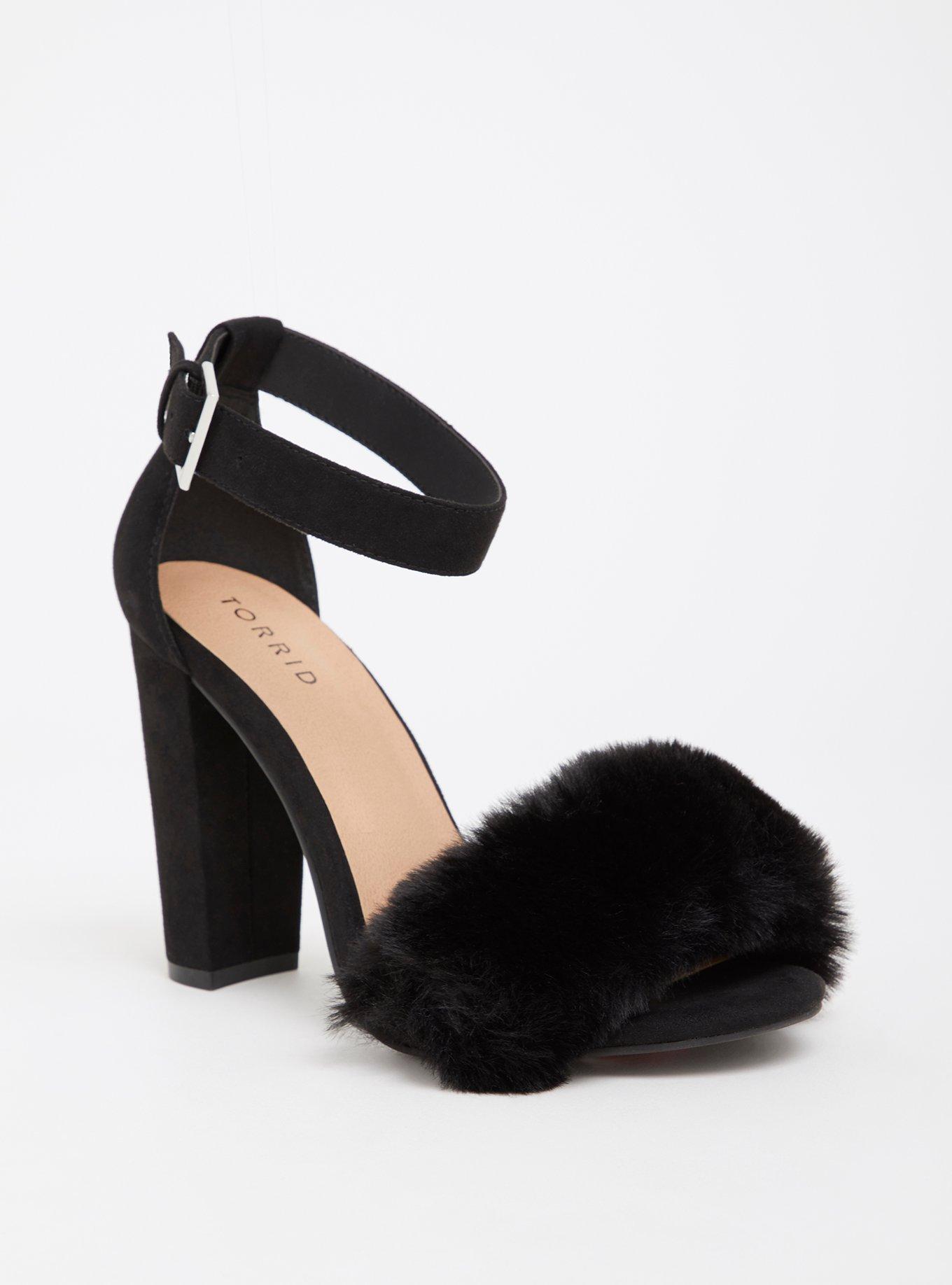 Fur block 2025 heel sandals