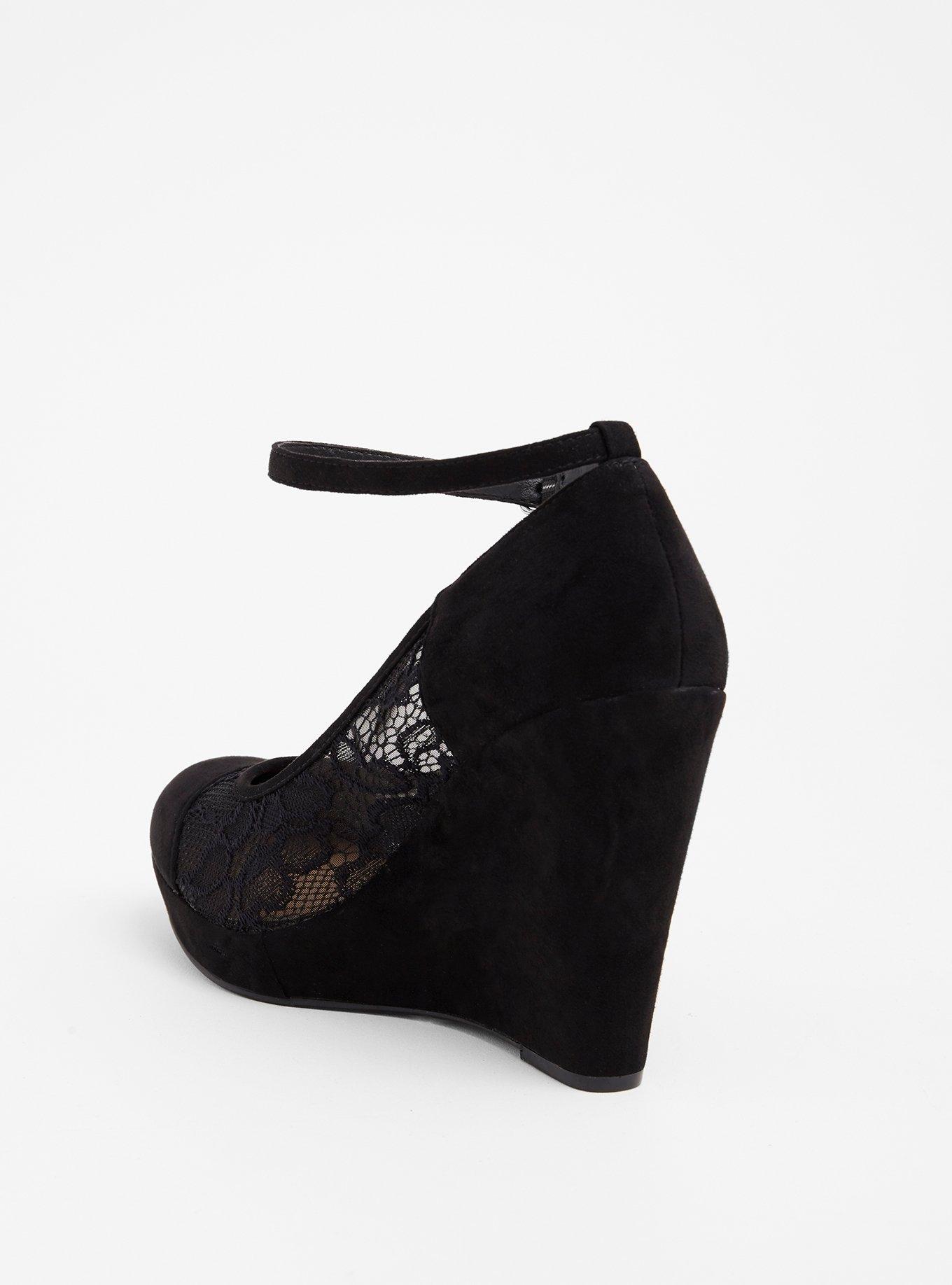 Plus Size - Black Lace Wedge Platform (Wide Width) - Torrid