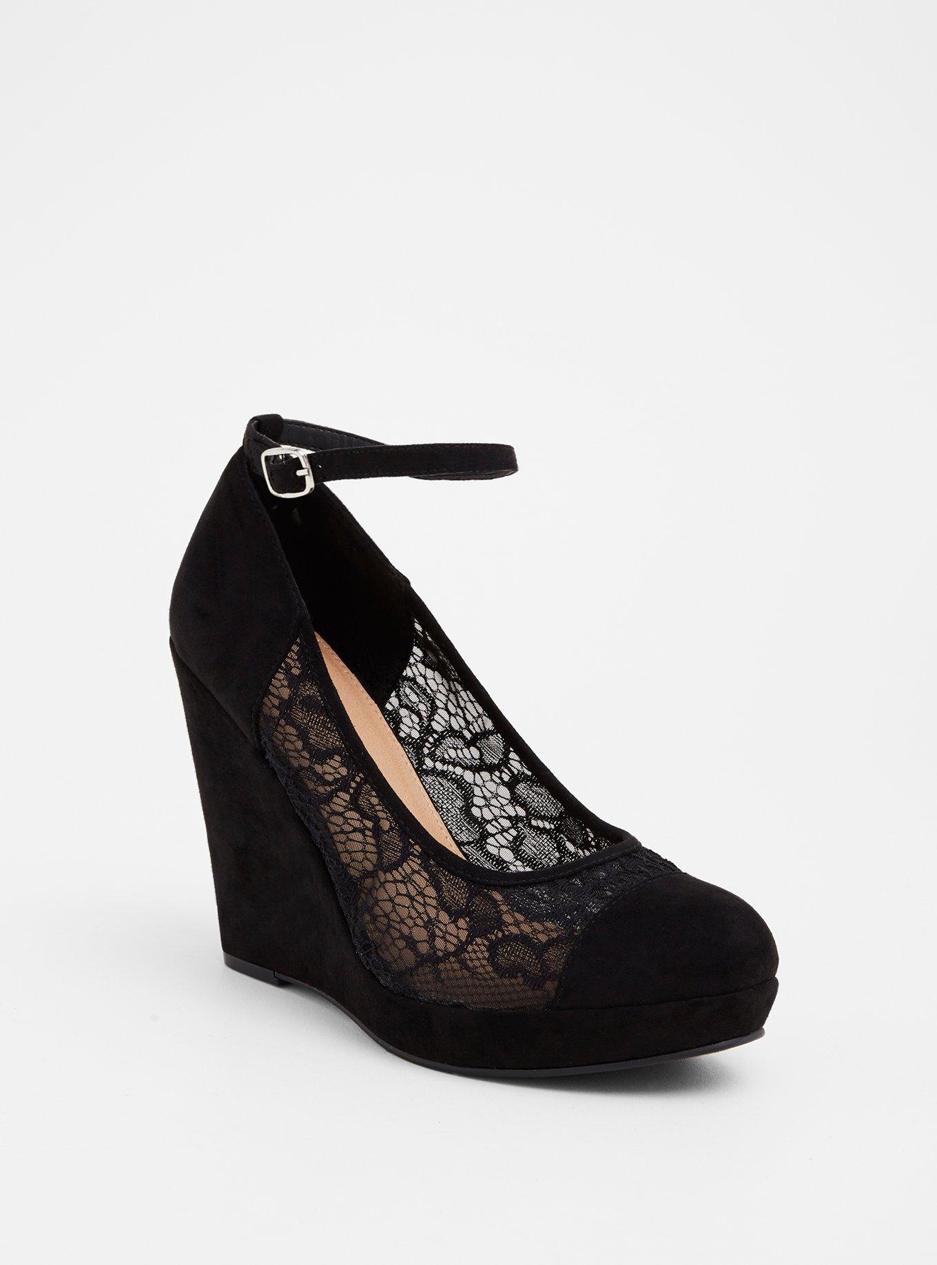 Plus Size - Black Lace Wedge Platform (Wide Width) - Torrid