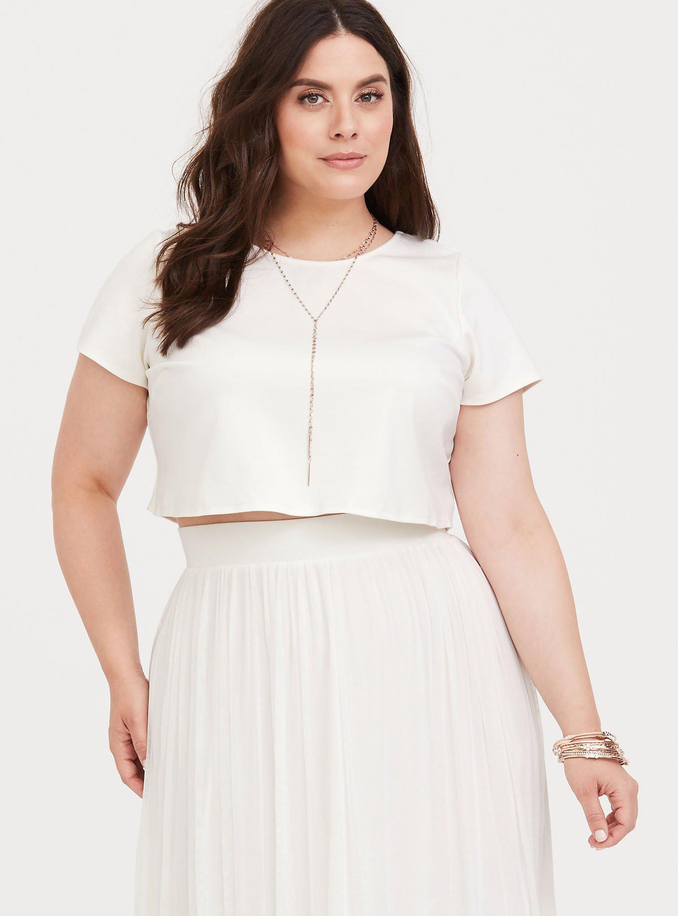 Plus Size - Special Occasion White 2-Piece Crop Top & Skirt - Torrid