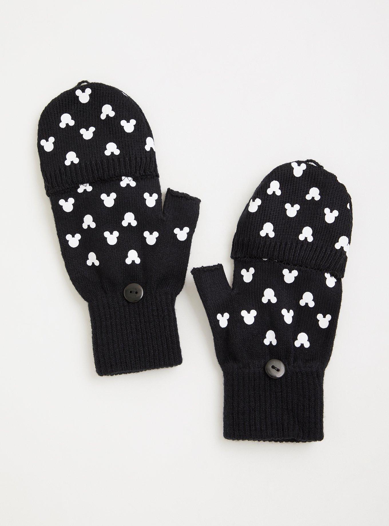 Plus Size - Disney Mickey Mouse Black Fold Over Glove - Torrid