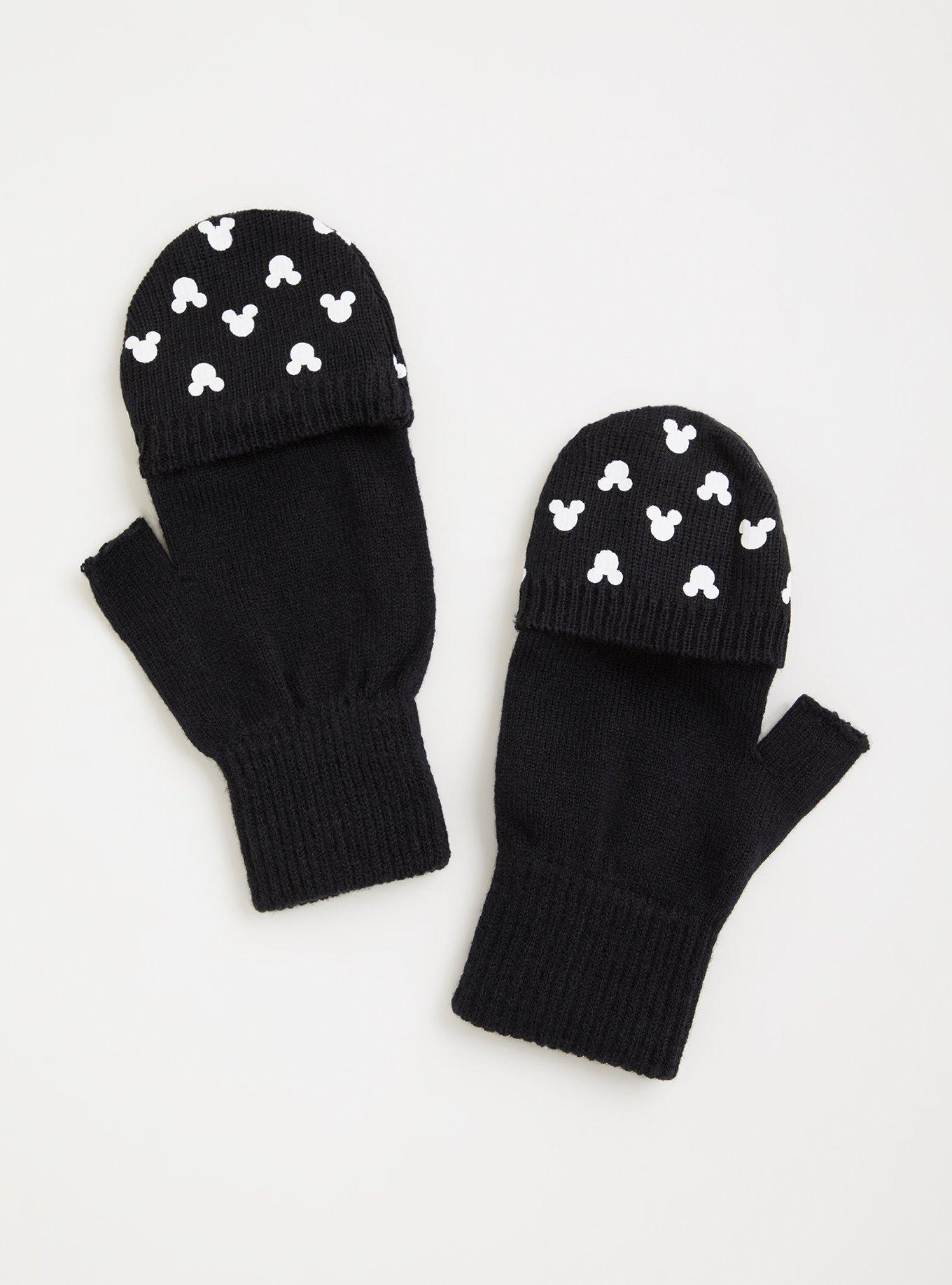 Plus Size - Disney Mickey Mouse Black Fold Over Glove - Torrid