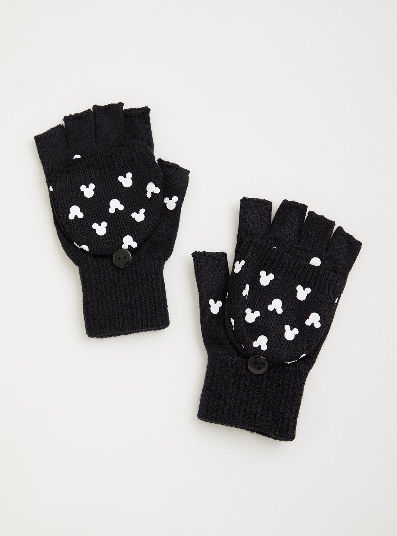 Plus Size - Disney Mickey Mouse Black Fold Over Glove - Torrid