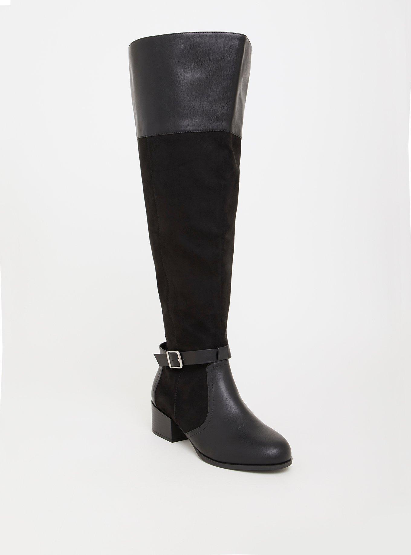 Mixed Material Over The Knee Boot (WW), , hi-res