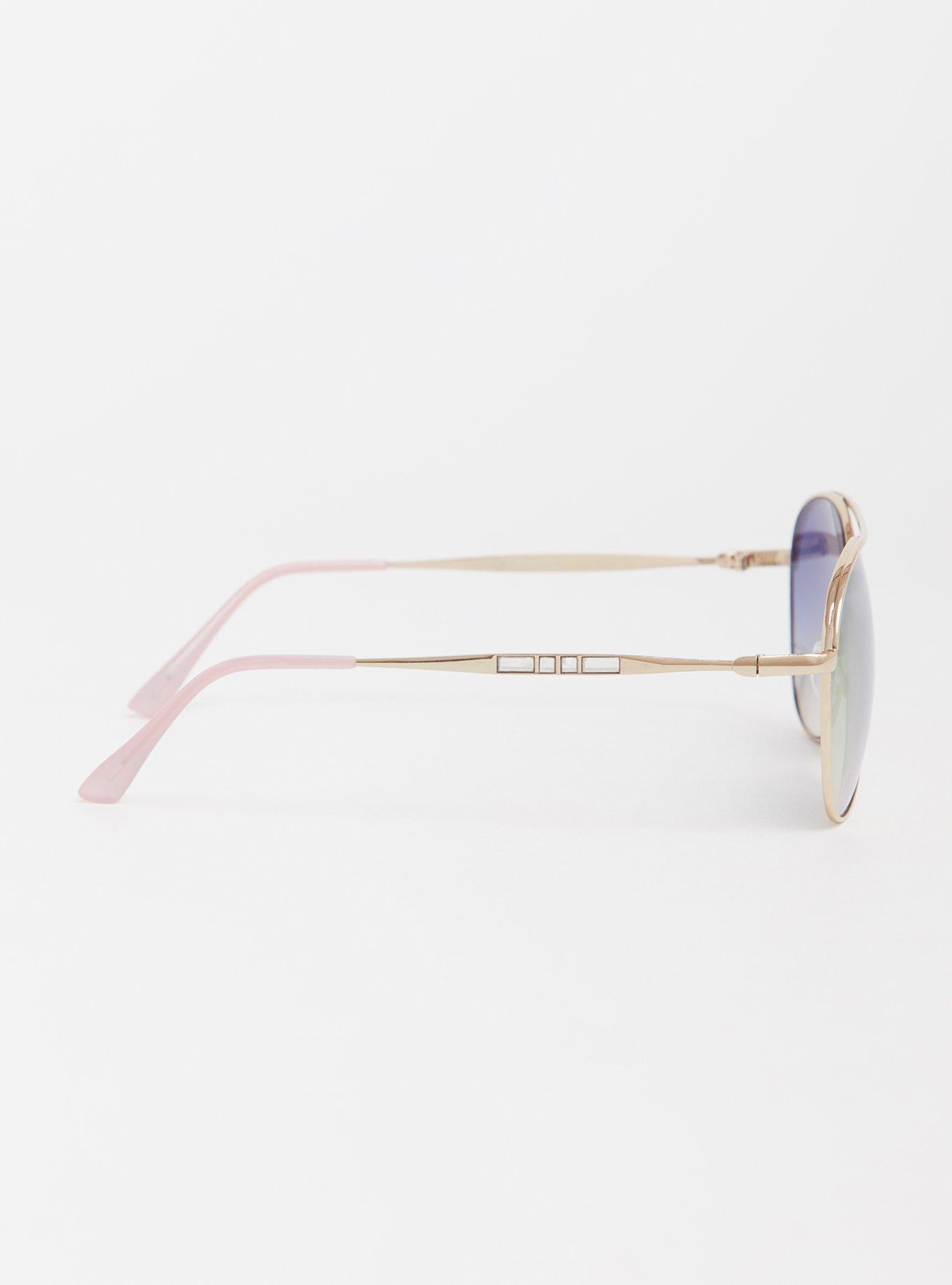 Rose Gold Iridescent Aviator Sunglasses, , alternate
