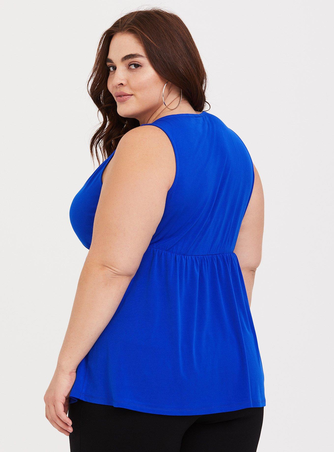 Studio Knit Surplice Peplum Top, ELECTRIC BLUE, alternate