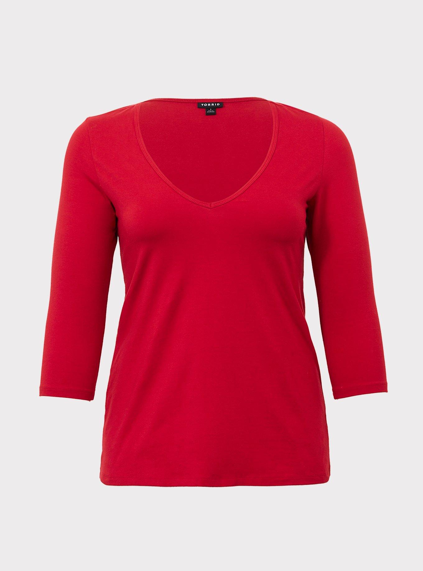 Plus Size - Red V-Neck Foxy Tee - Torrid