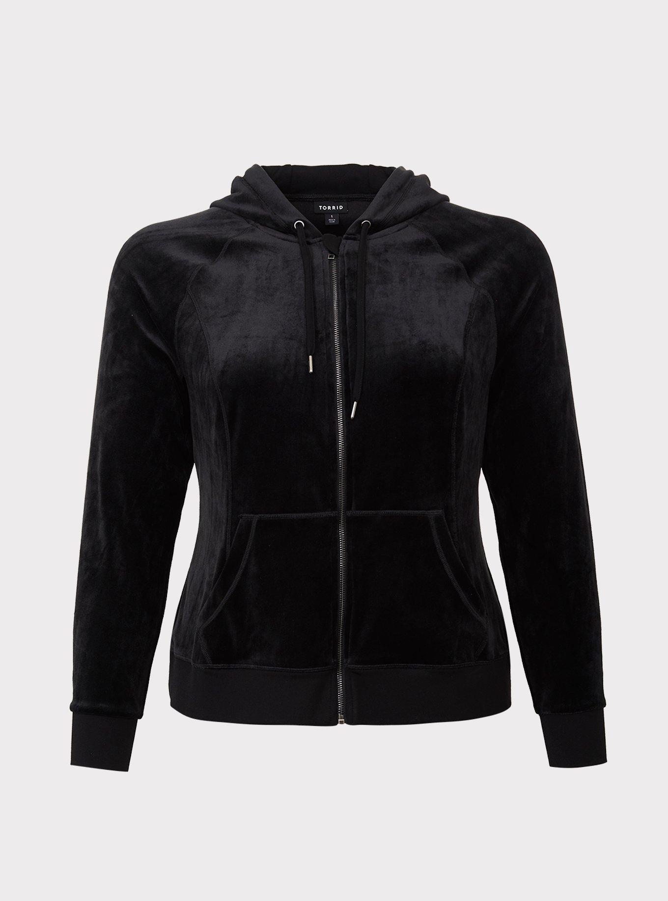 Black velvet zip outlet up hoodie