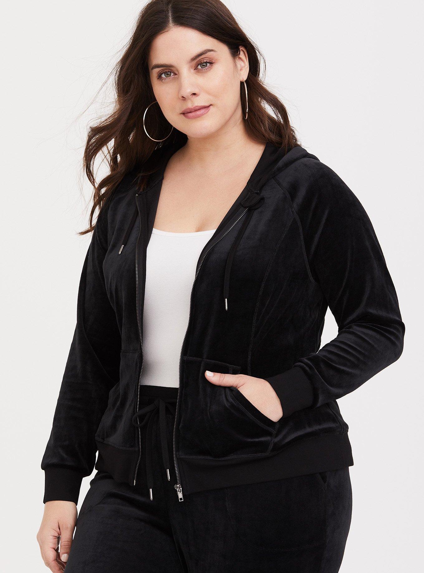 トップス ENOF velour jersey zip tops black velour jersey zip tops – ENOF