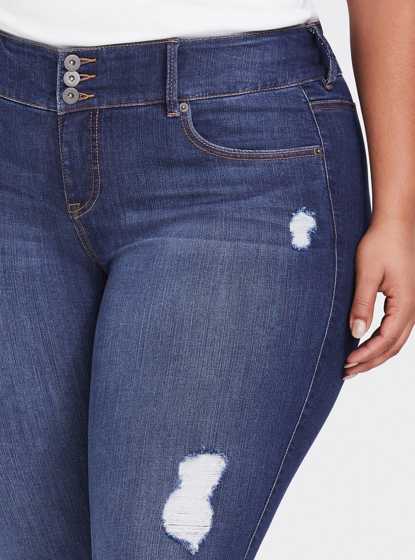 Premium Stretch Jegging - Distressed Medium Wash, BLUE, alternate