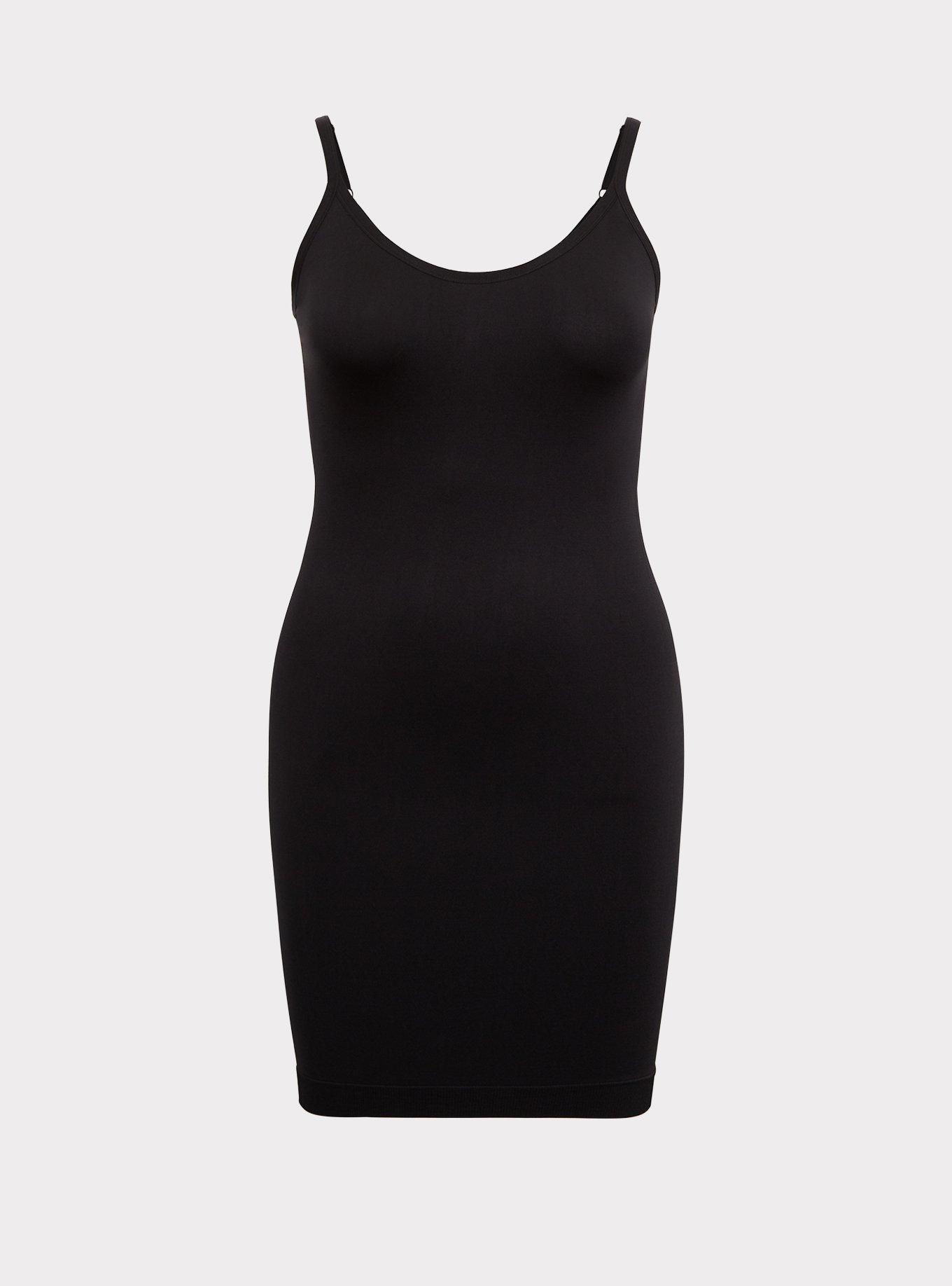 Figleaves Curve Smoothing Luxe firm control slip dress with exposed wire in  black
