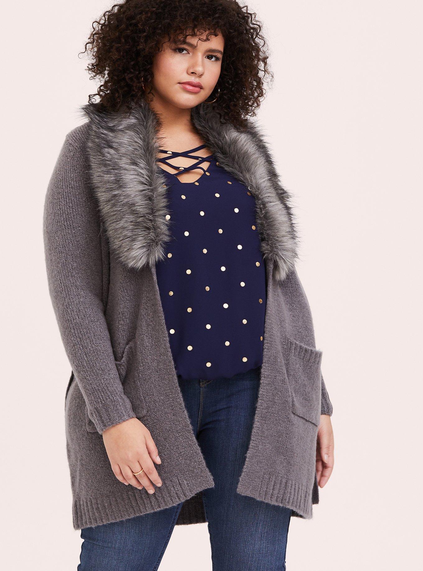 Plus size store fur sweater