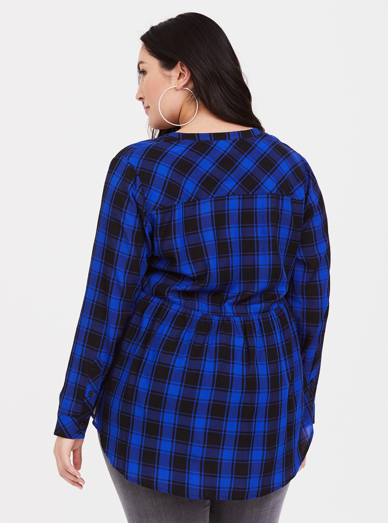 Plus Size Emma Babydoll Twill Button-Front Tunic Top, BUFFALO BLOCK PLAID, alternate