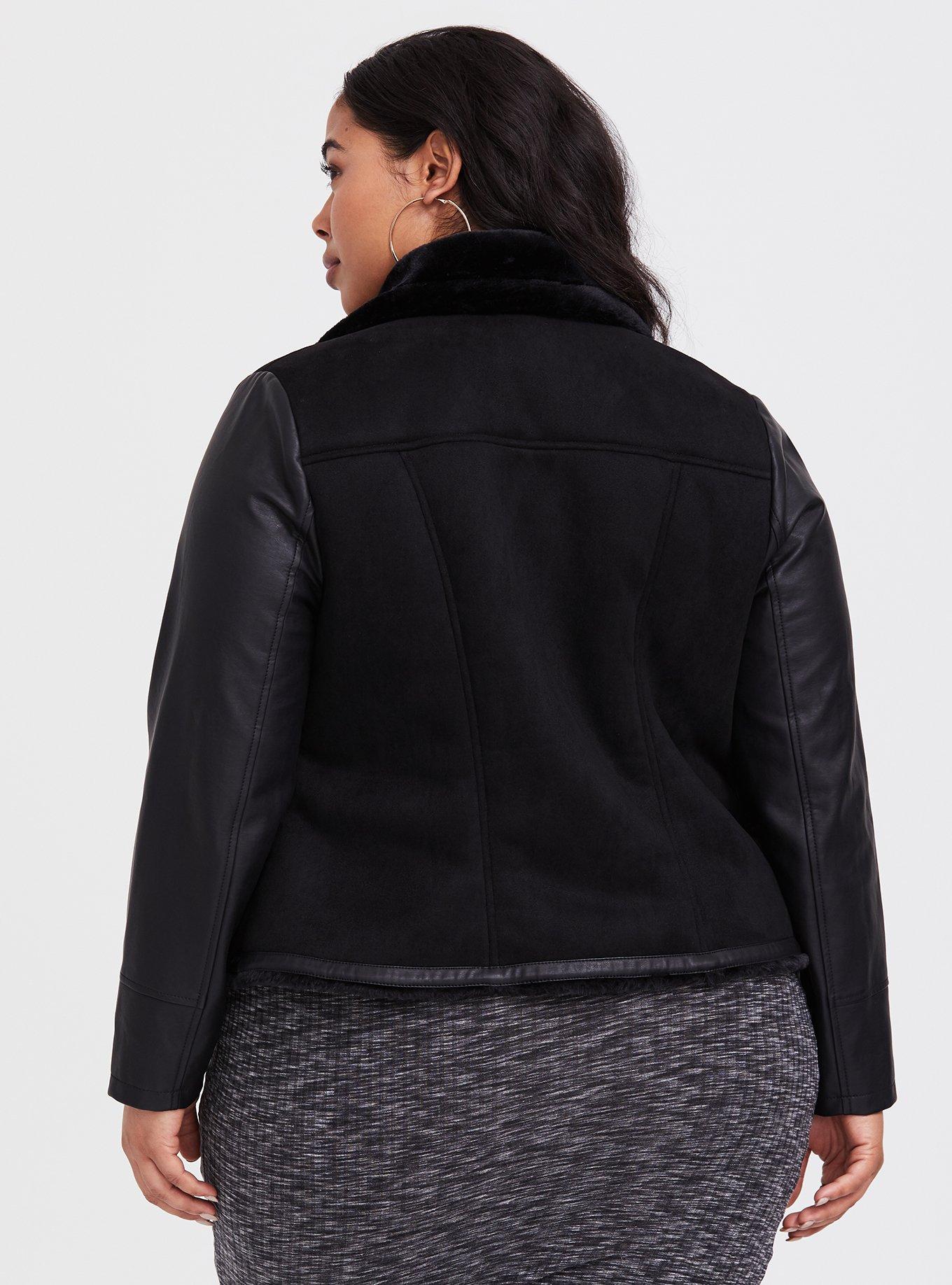 Plus size shearling moto jacket store