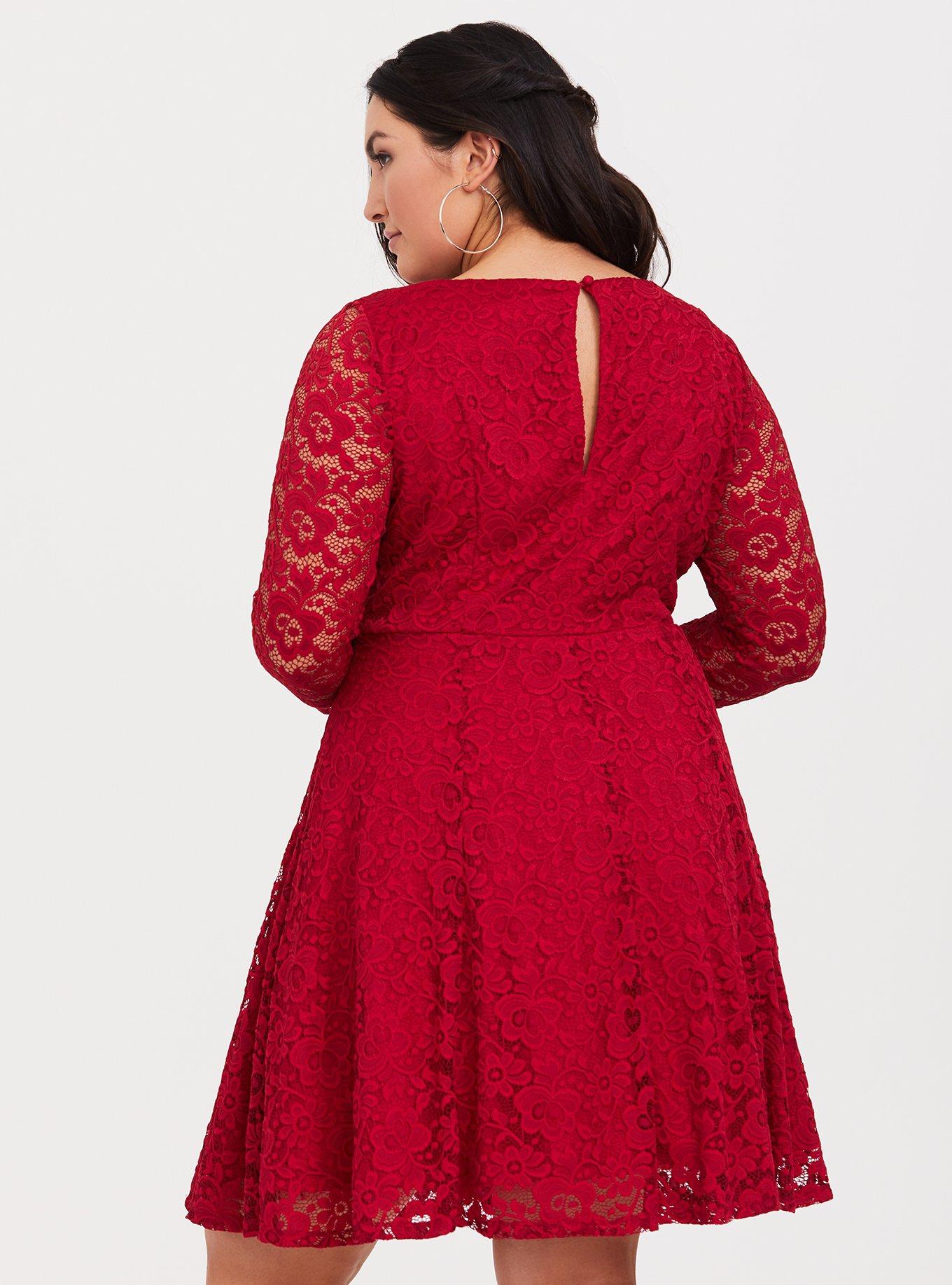 Red Lace Skater Dress, JESTER RED, alternate