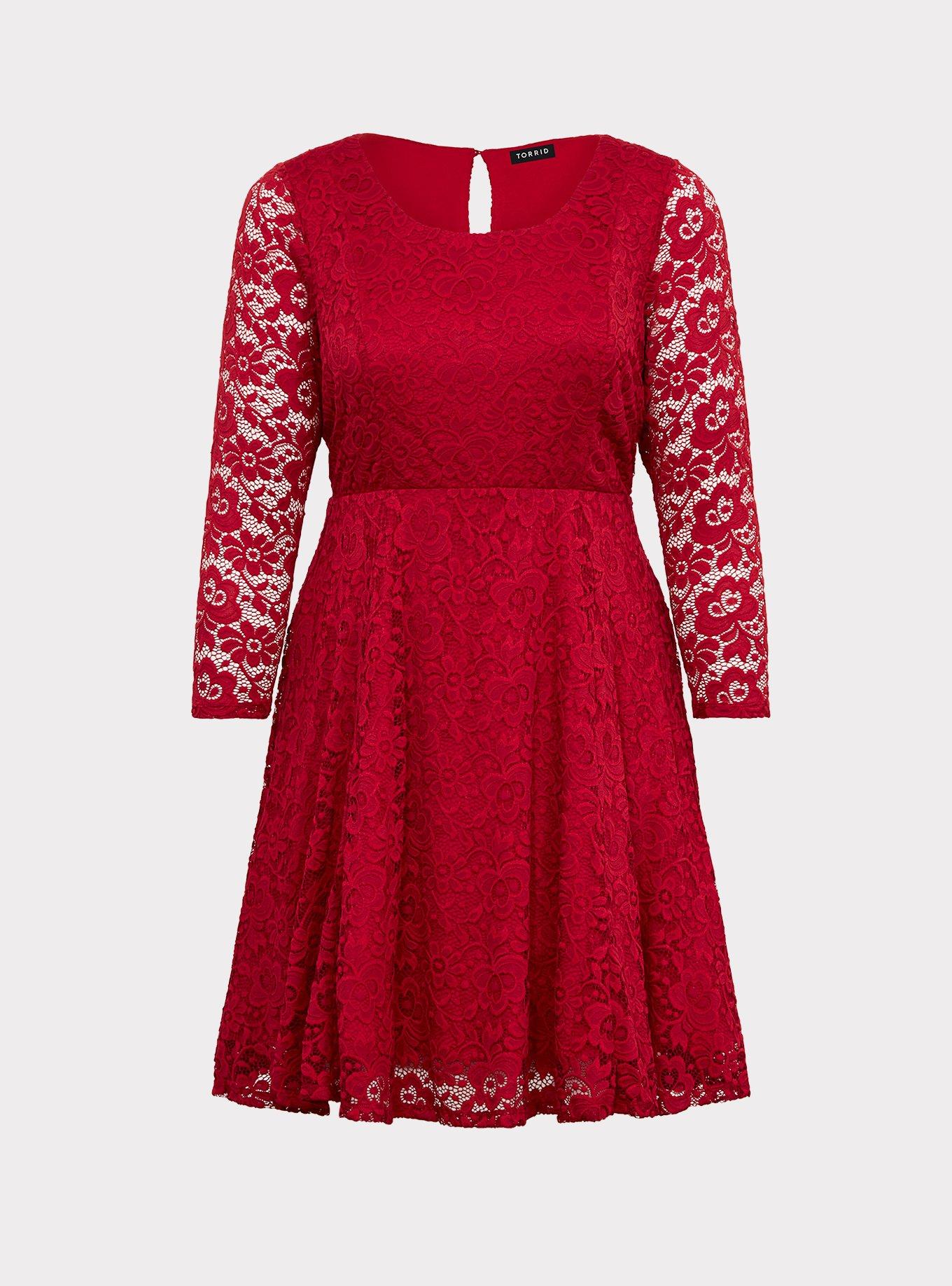 Plus Size - Red Lace Skater Dress - Torrid