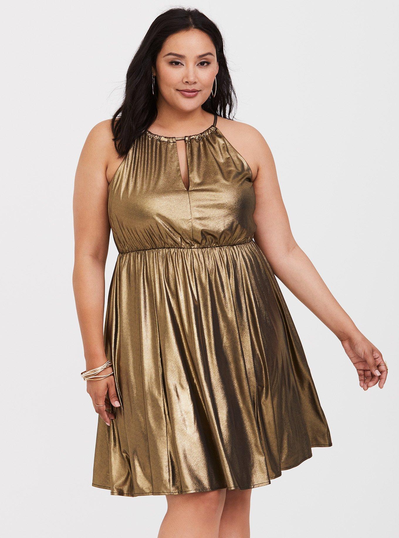 Gold skater dress best sale