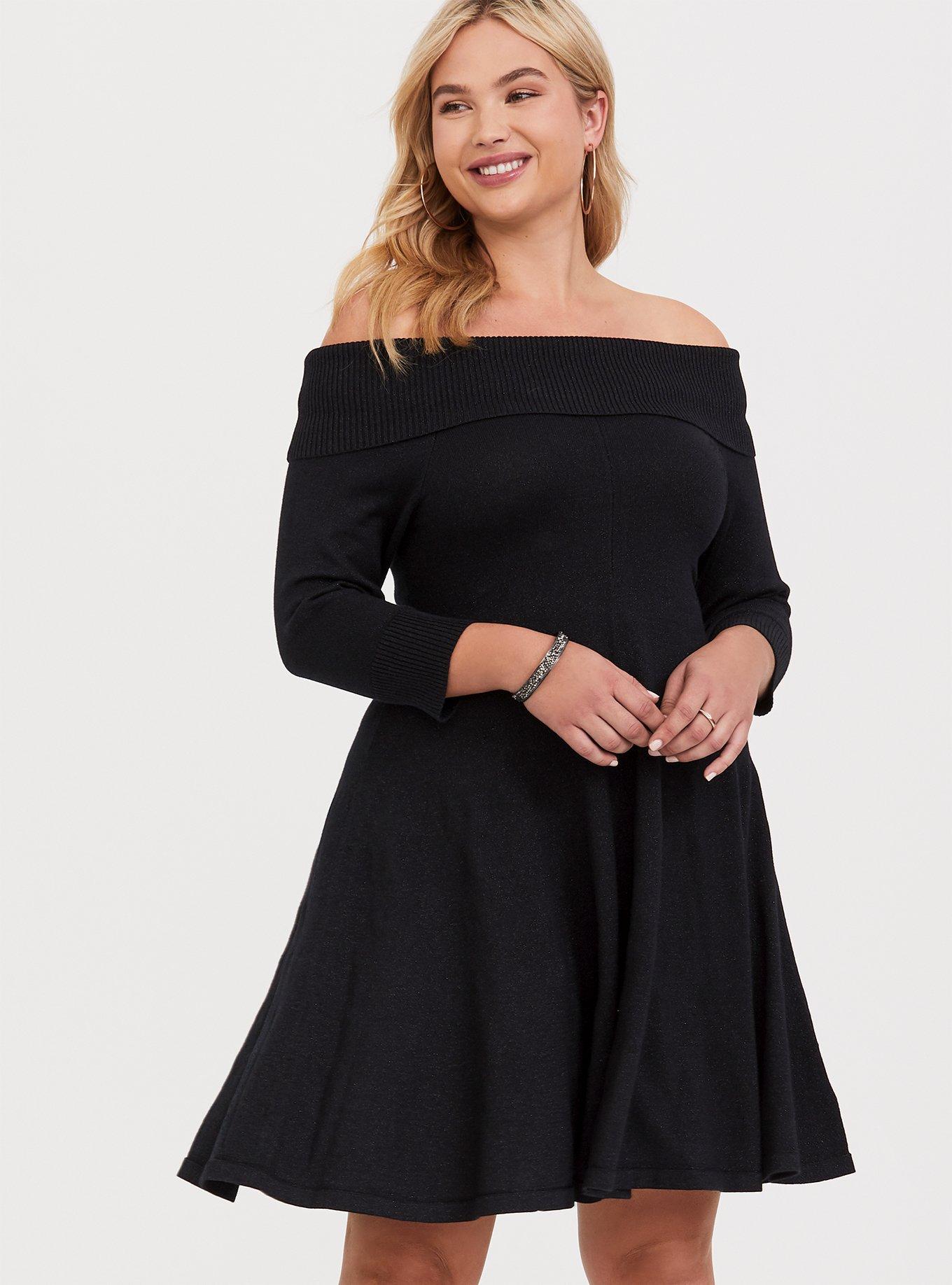 NWT Torrid Off Shoulder Black Sweater hot Dress Size 0