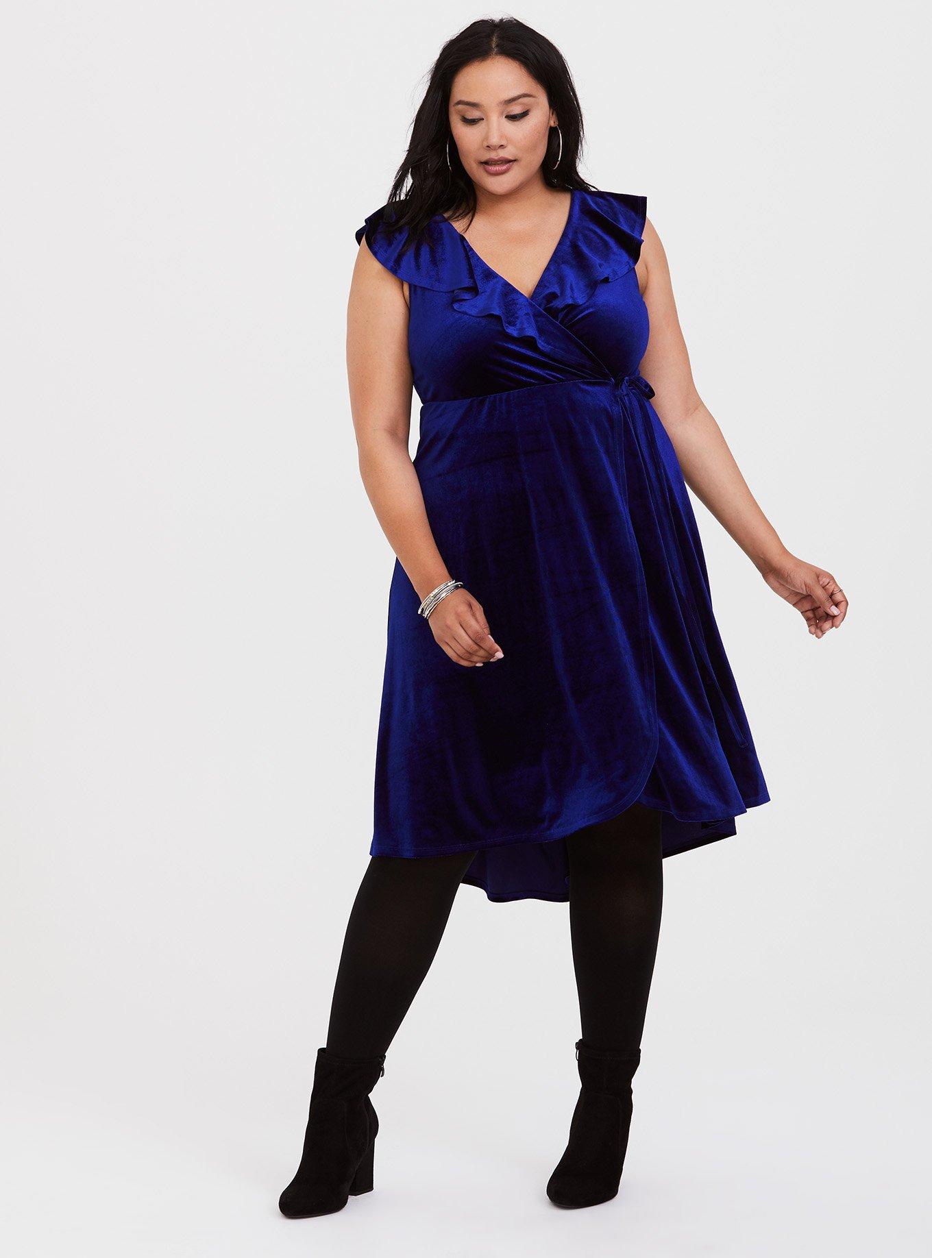 Midi Velvet Wrap Dress, BLUE DEPTHS, alternate