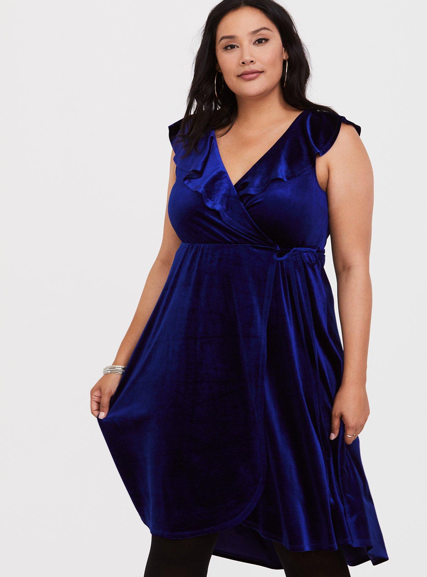 Plus Size Midi Velvet Wrap Dress Torrid