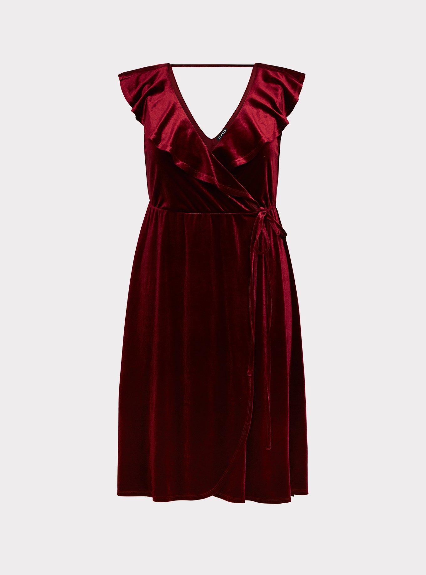 Midi Velvet Wrap Dress, , hi-res