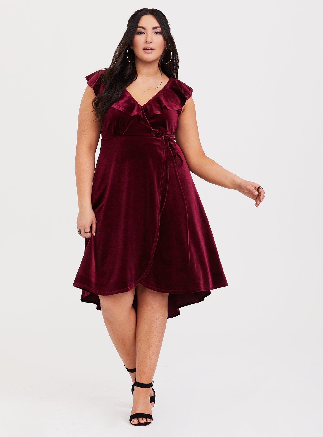Plus Size - Midi Velvet Wrap Dress - Torrid