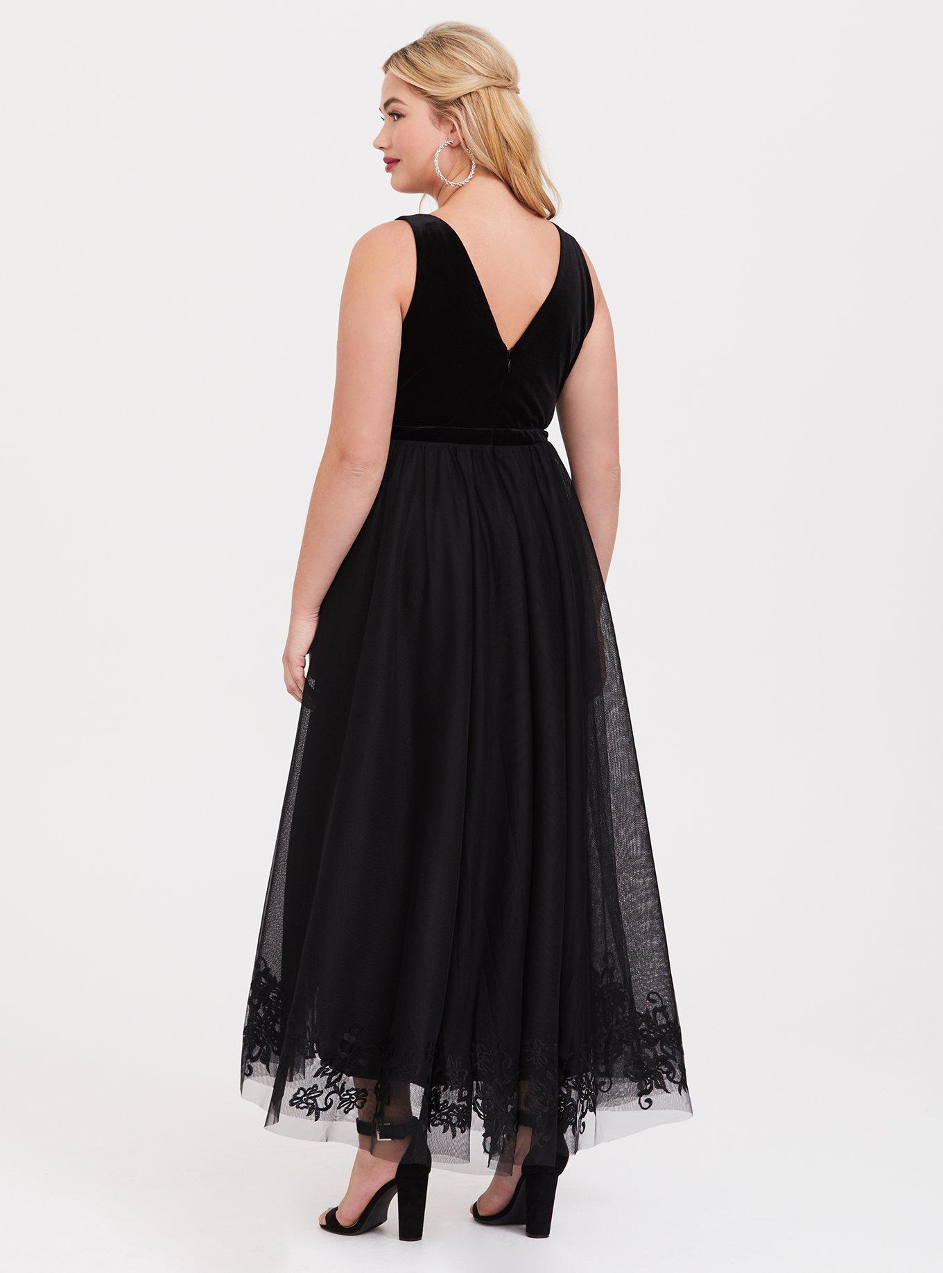 Special Occasion Black Velvet & Tulle Dress, DEEP BLACK, alternate