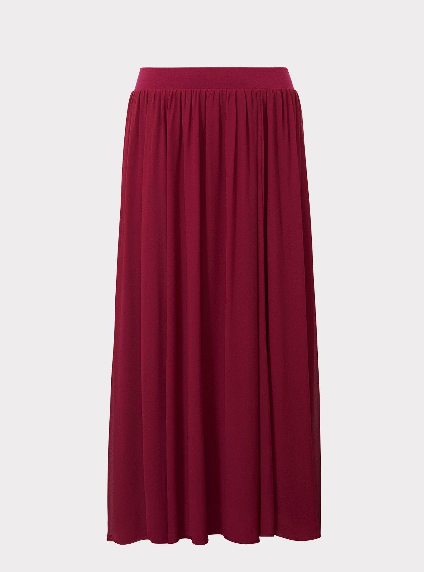 Plus Size - Red Chiffon Maxi Skirt - Torrid