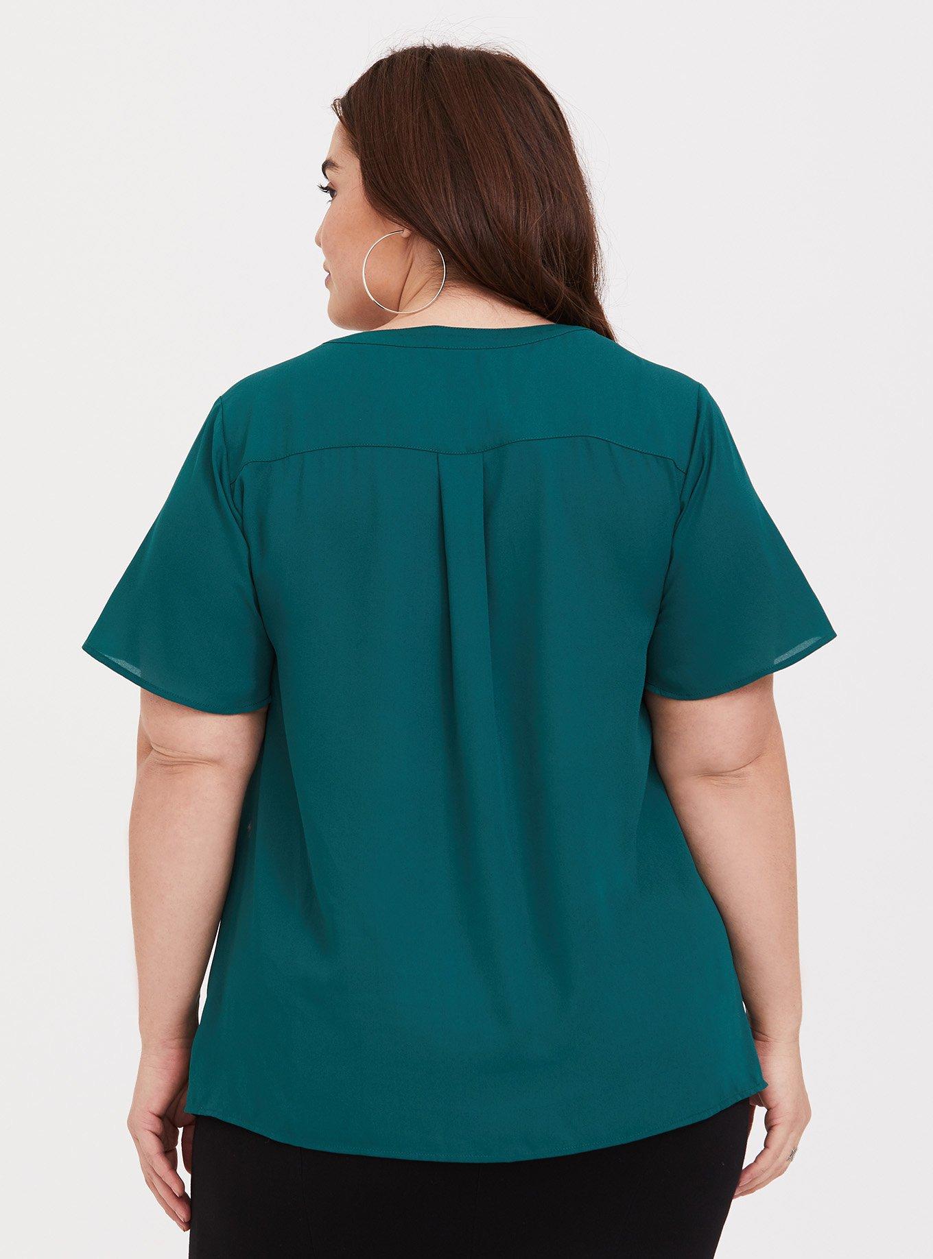 Georgette Button Placket Blouse, FOREST BIOME, alternate