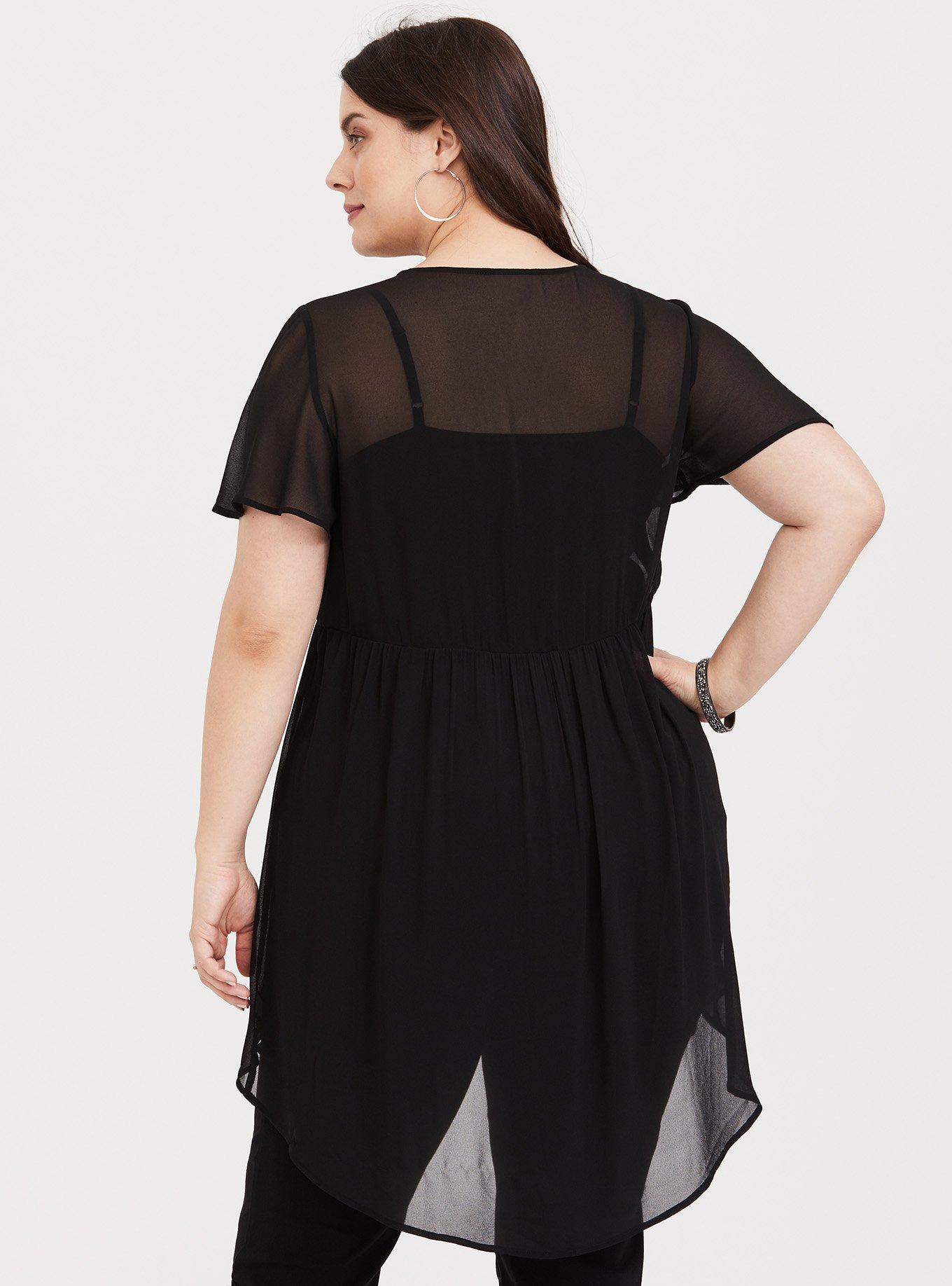 Plus Size - Lexie Babydoll Chiffon Flutter Sleeve Tunic Top - Torrid