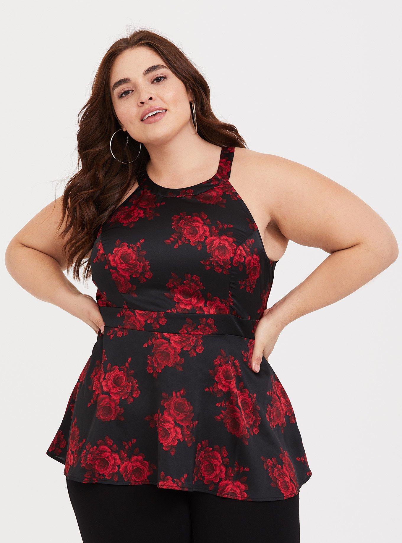 torrid, Tops, Torrid Plus Size Black Zipper Front Peplum Tank