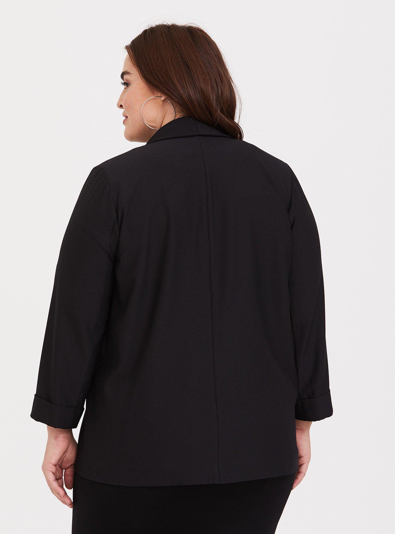 Black Crepe Boyfriend Blazer, DK BLACK, alternate