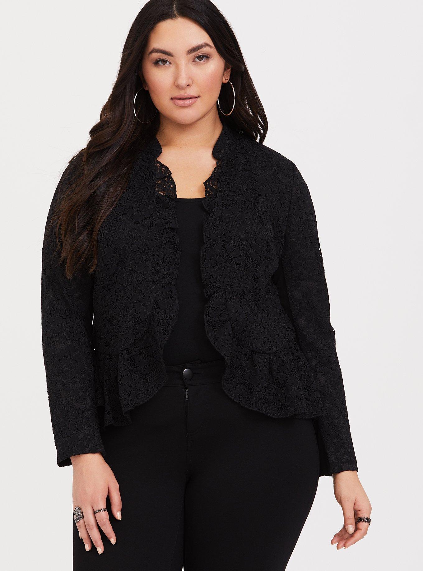 Plus Size - Black Lace Military Jacket - Torrid