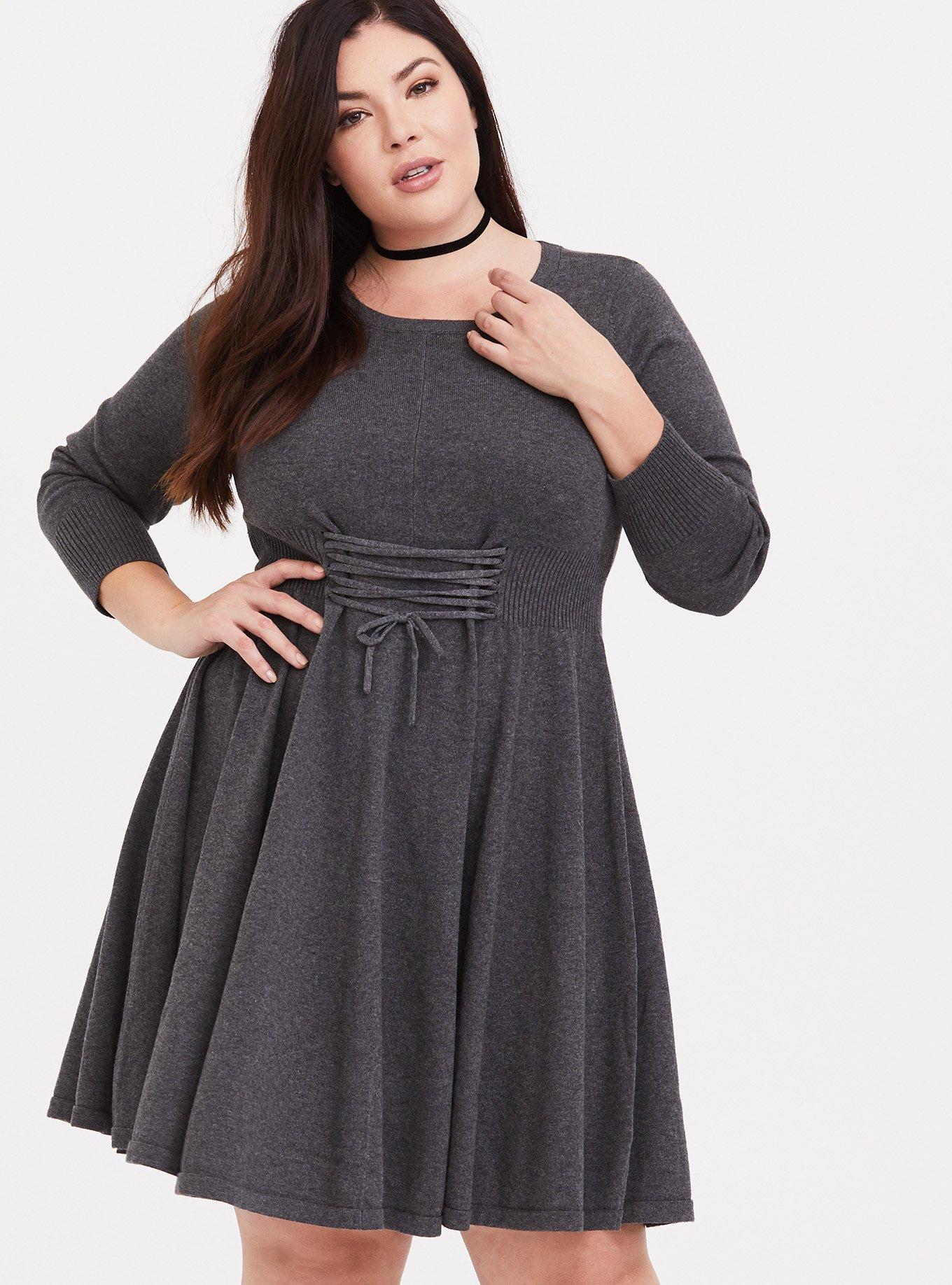 chinese dress ladies Slant Lace-Up Ribbed Sweater Dress #IMD196 Terracotta / M main image 1
