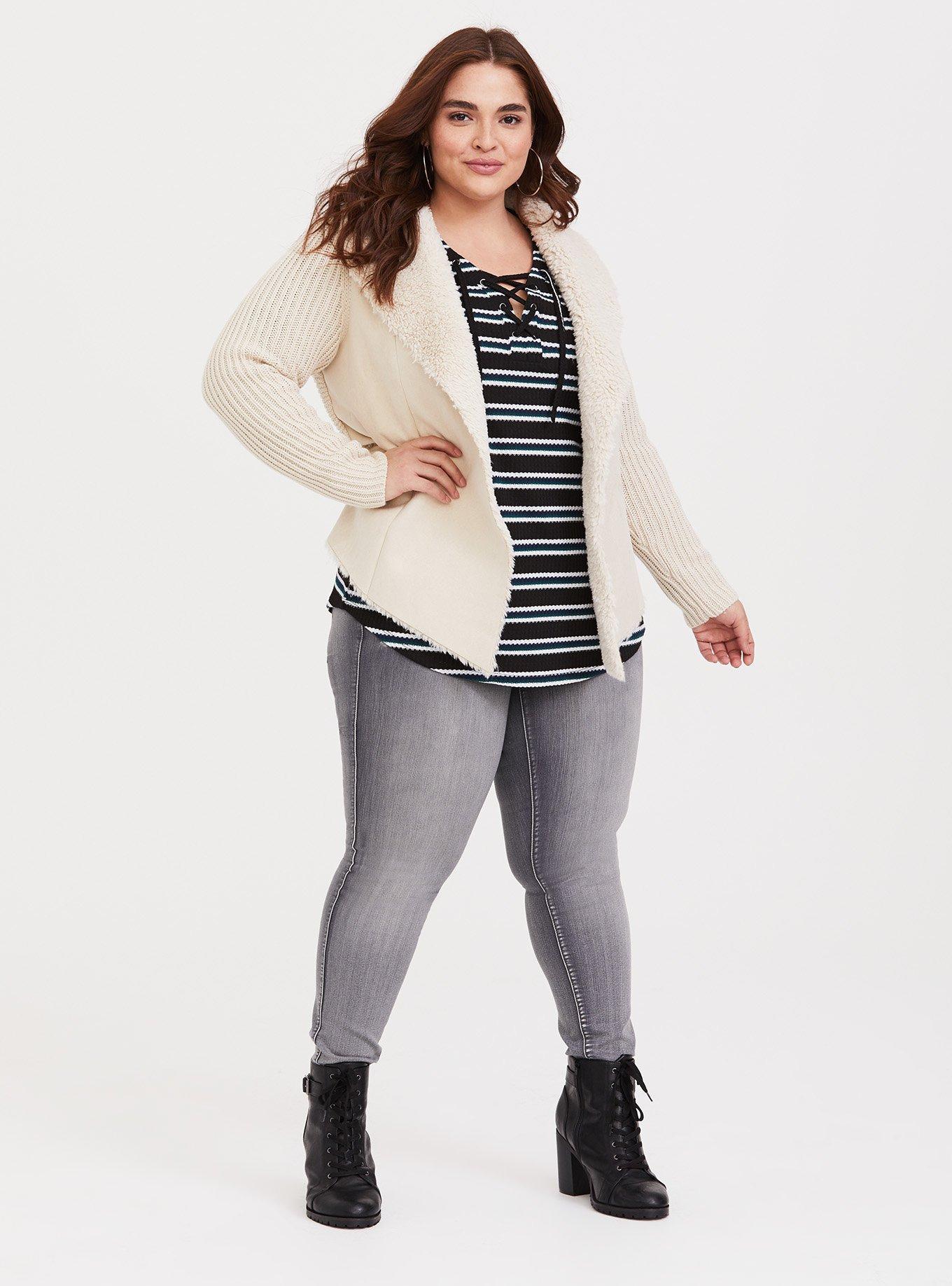 Ivory Faux Sherpa Jacket, CLOUD DANCER, alternate