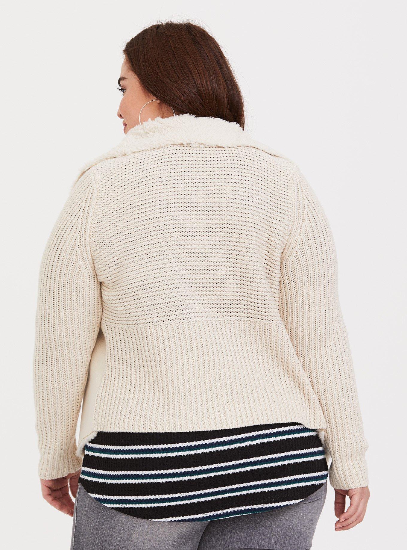 Ivory Faux Sherpa Jacket, CLOUD DANCER, alternate