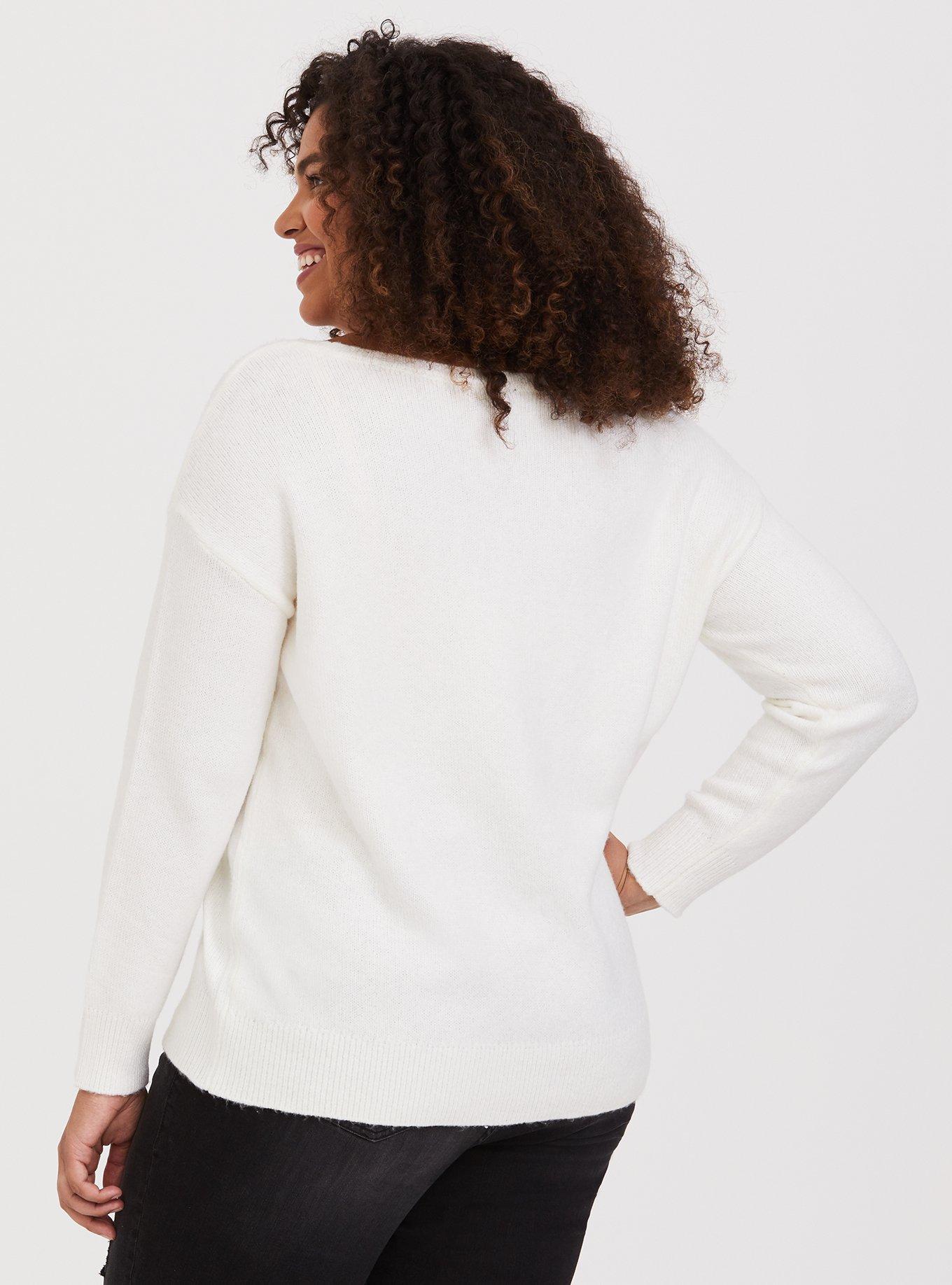 Ivory Black Rose Drop Shoulder Pullover, IVORY, alternate