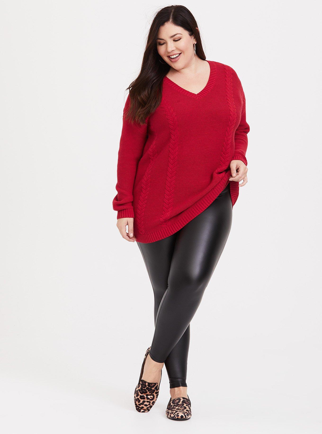 Plus size red hot sale tunic sweater