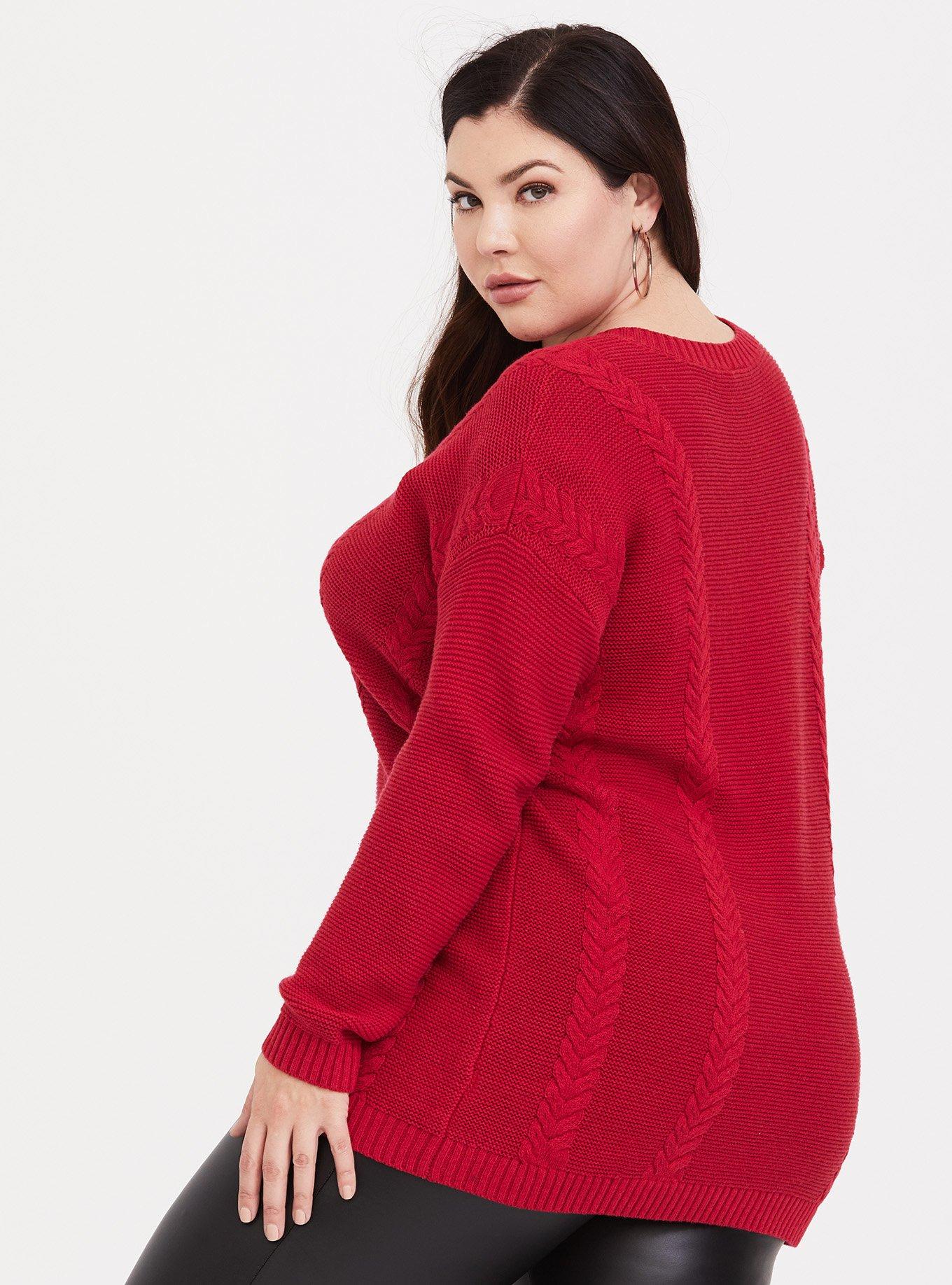 Plus size hotsell red tunic sweater