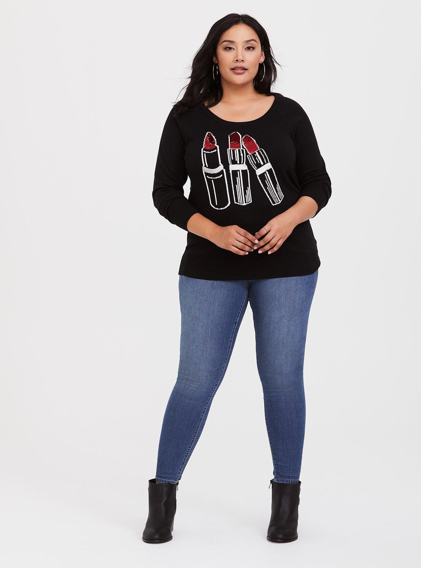 Black Lipstick Pullover, BLACK, alternate