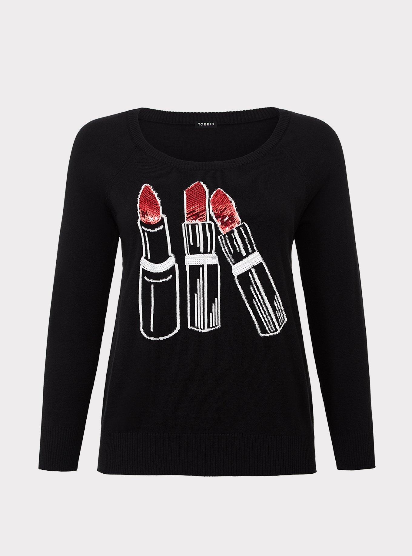 Black Lipstick Pullover, BLACK, hi-res
