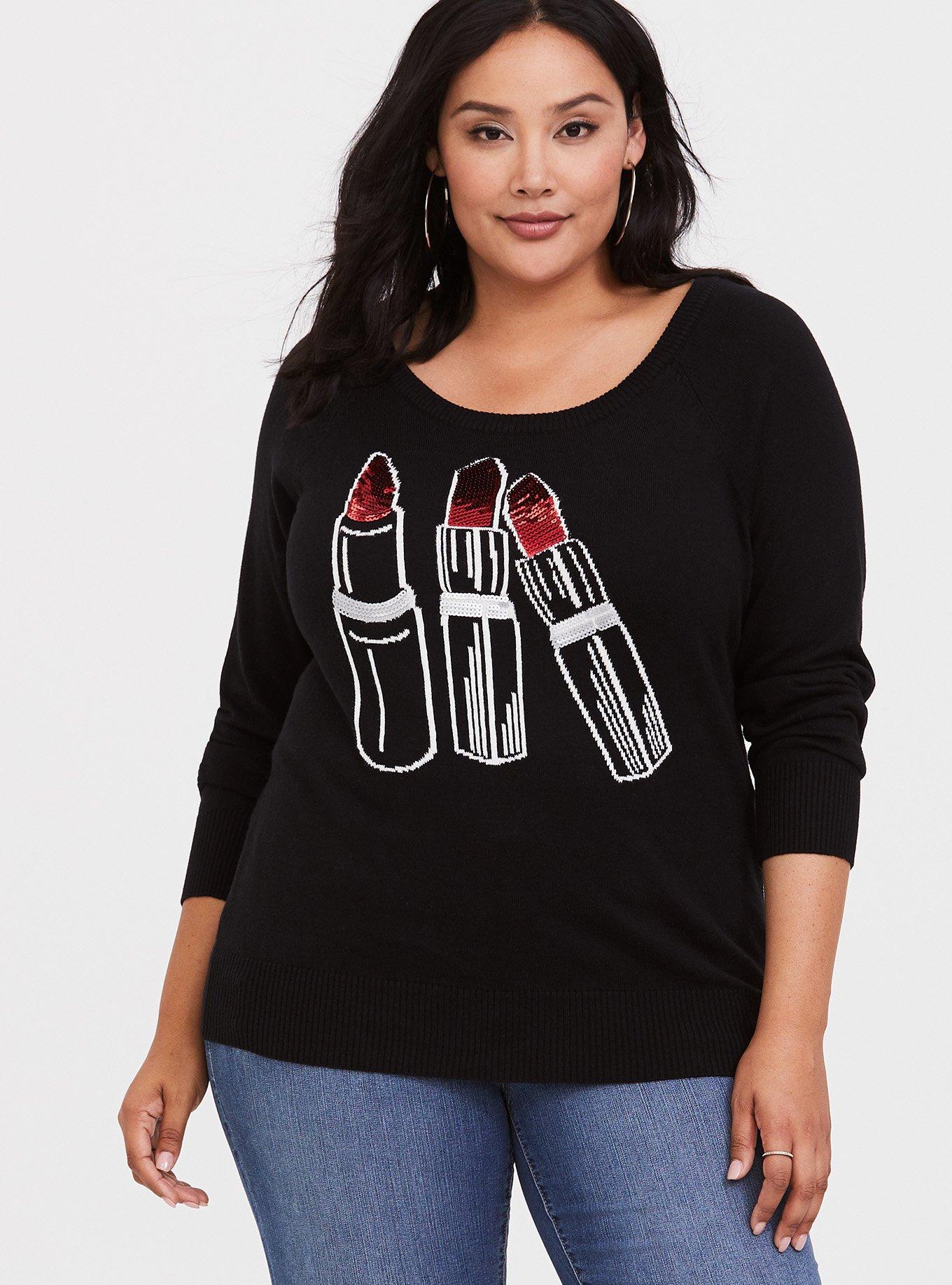 Black Lipstick Pullover, BLACK, hi-res