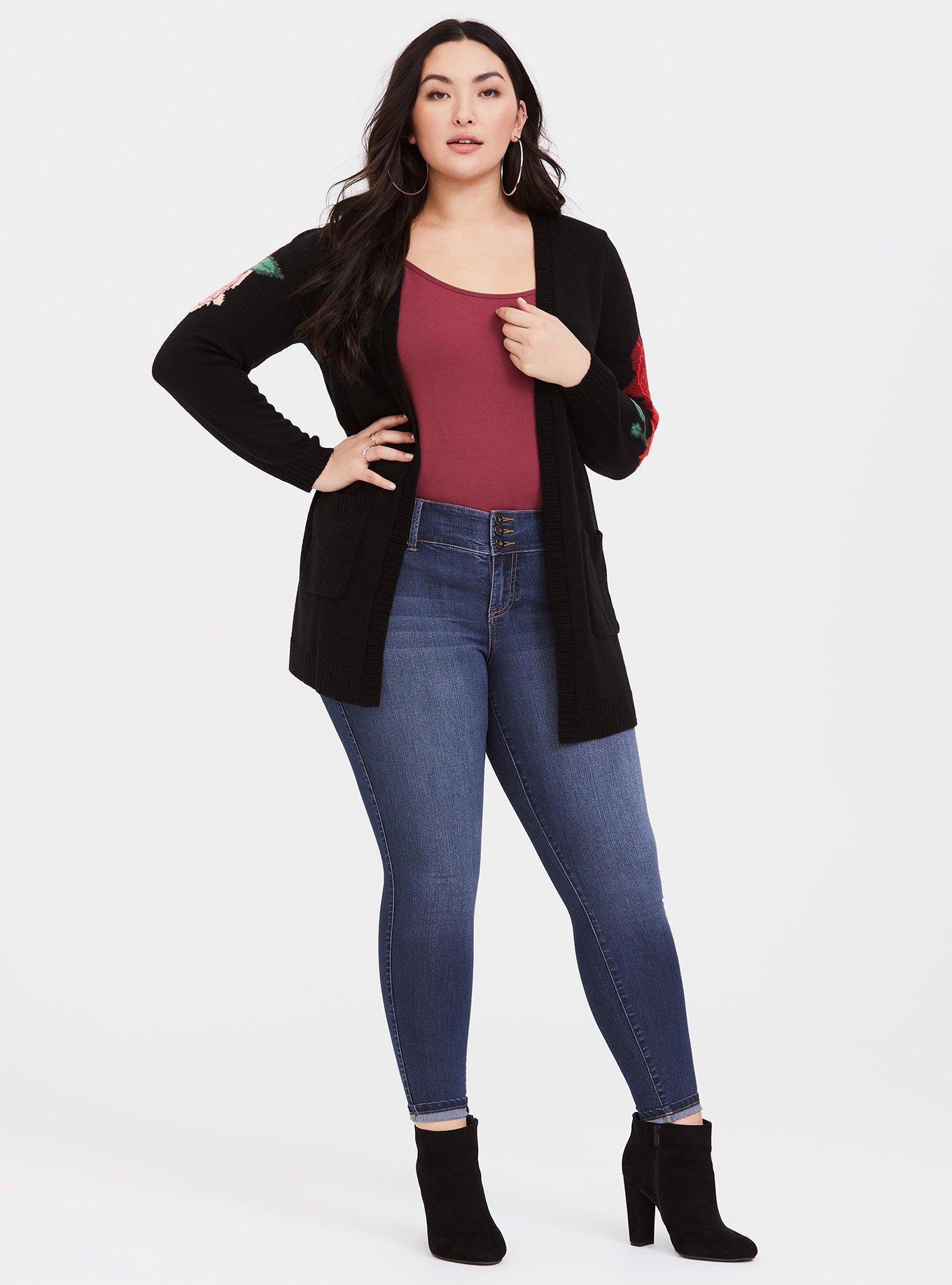 Black Rose Cardigan, DEEP BLACK, alternate