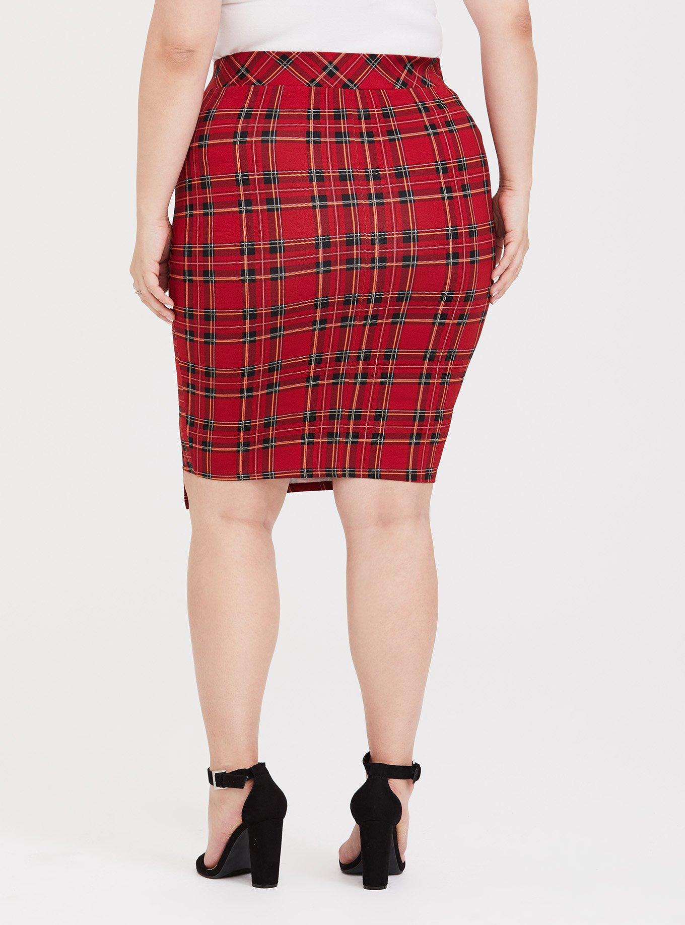 Plaid pencil skirt clearance plus