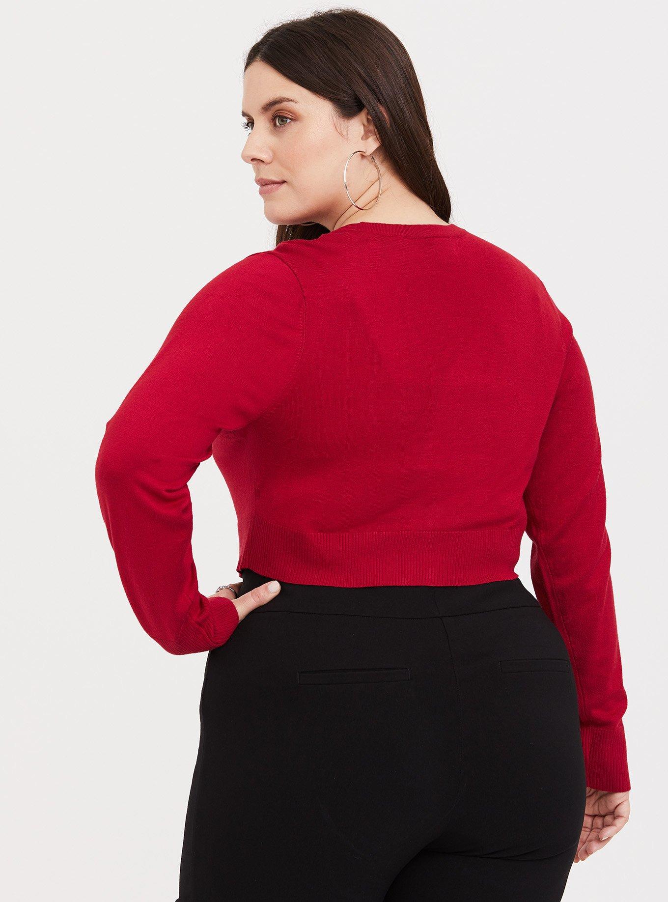 Retro Chic Red Button Down Cardigan, RED, alternate