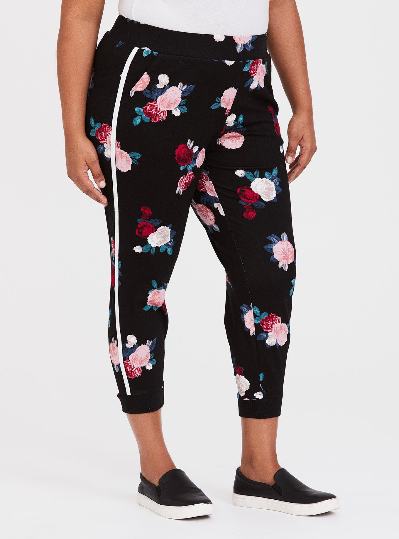 Black & Red Floral Ponte Active Jogger, FLORAL, alternate